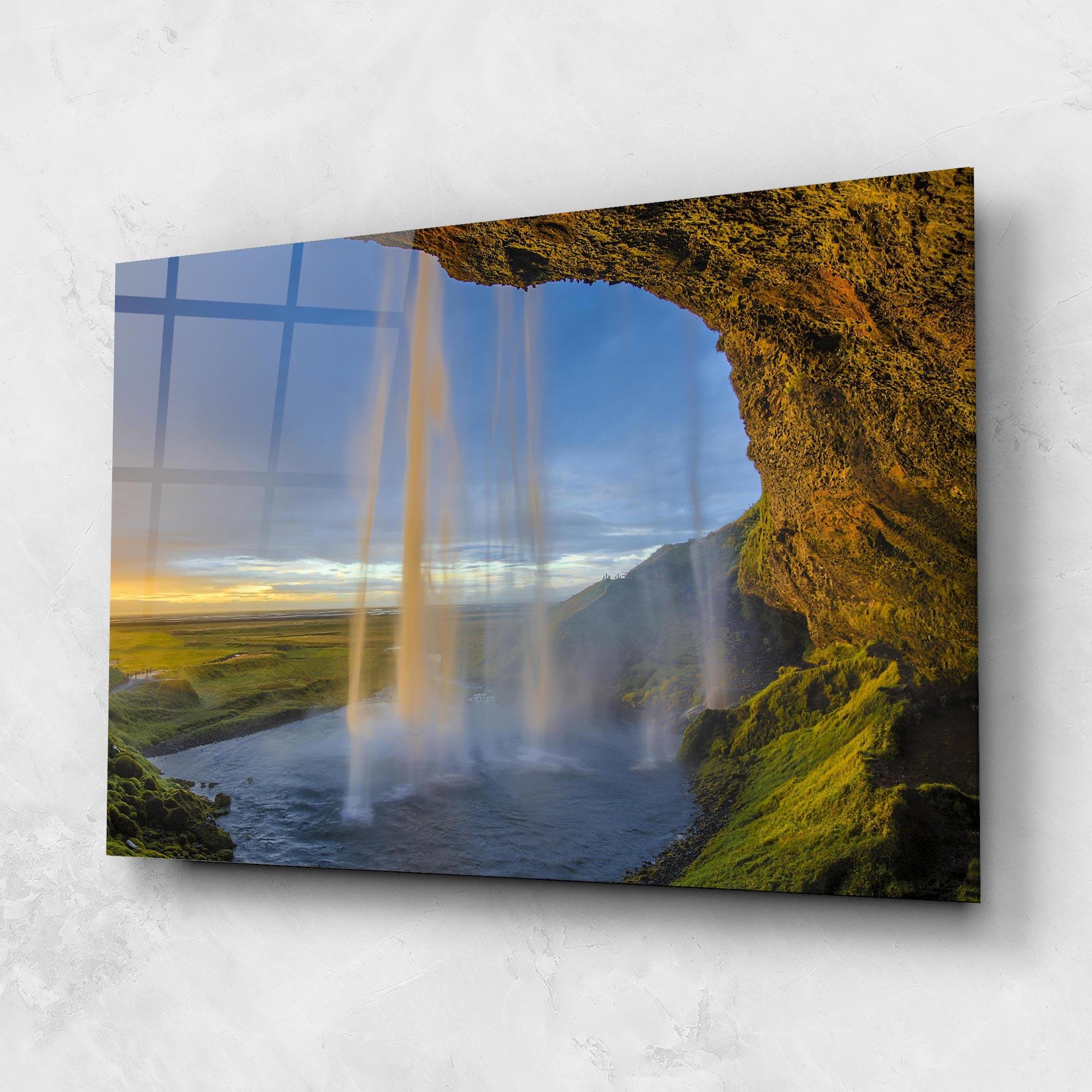 Glasbild Orange Waterfall mockup 1