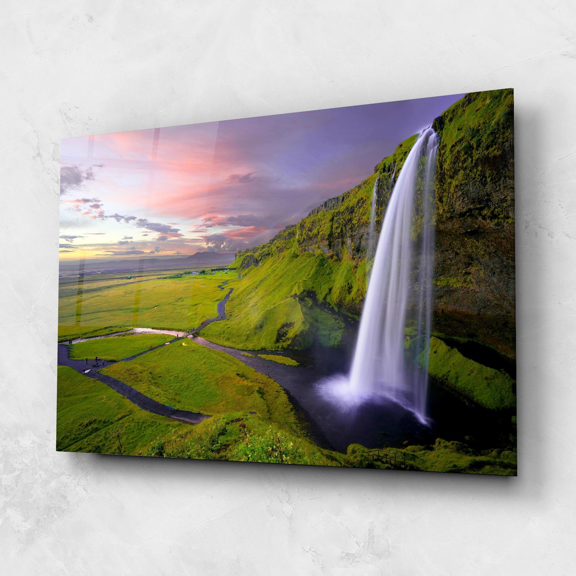 Glasbild Purple Sky Waterfall mockup 1