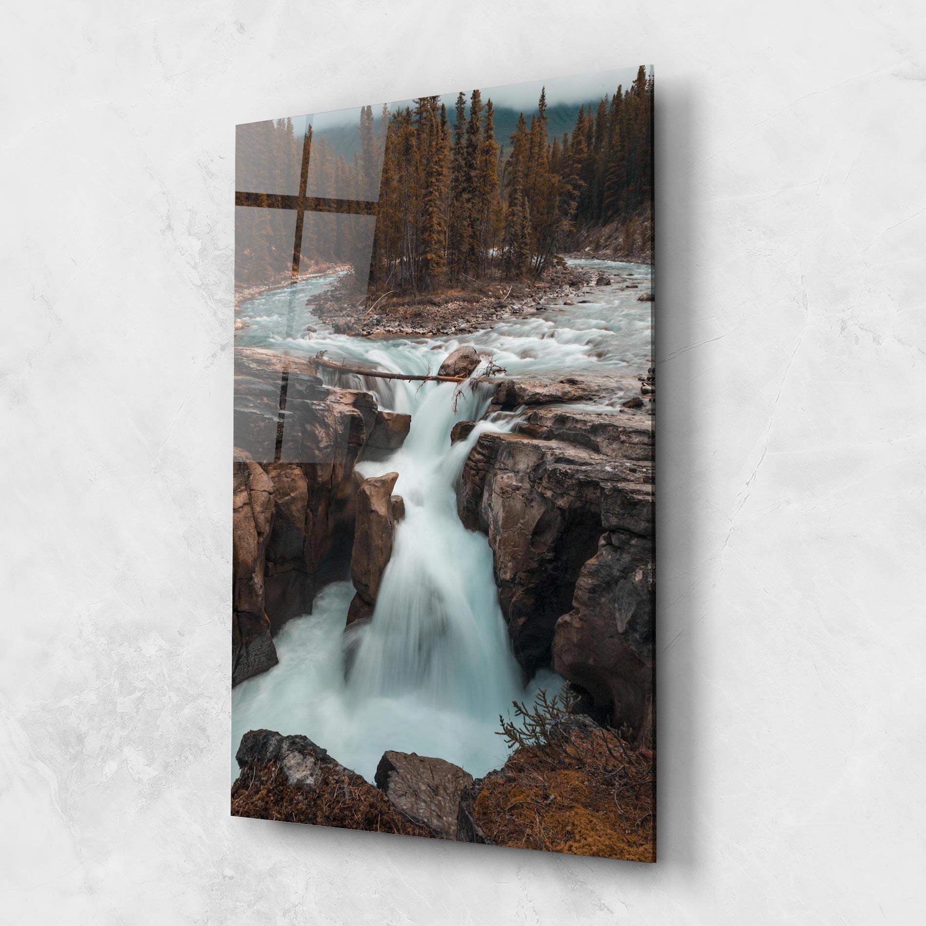 Glasbild Orange Trees Waterfall mockup 1