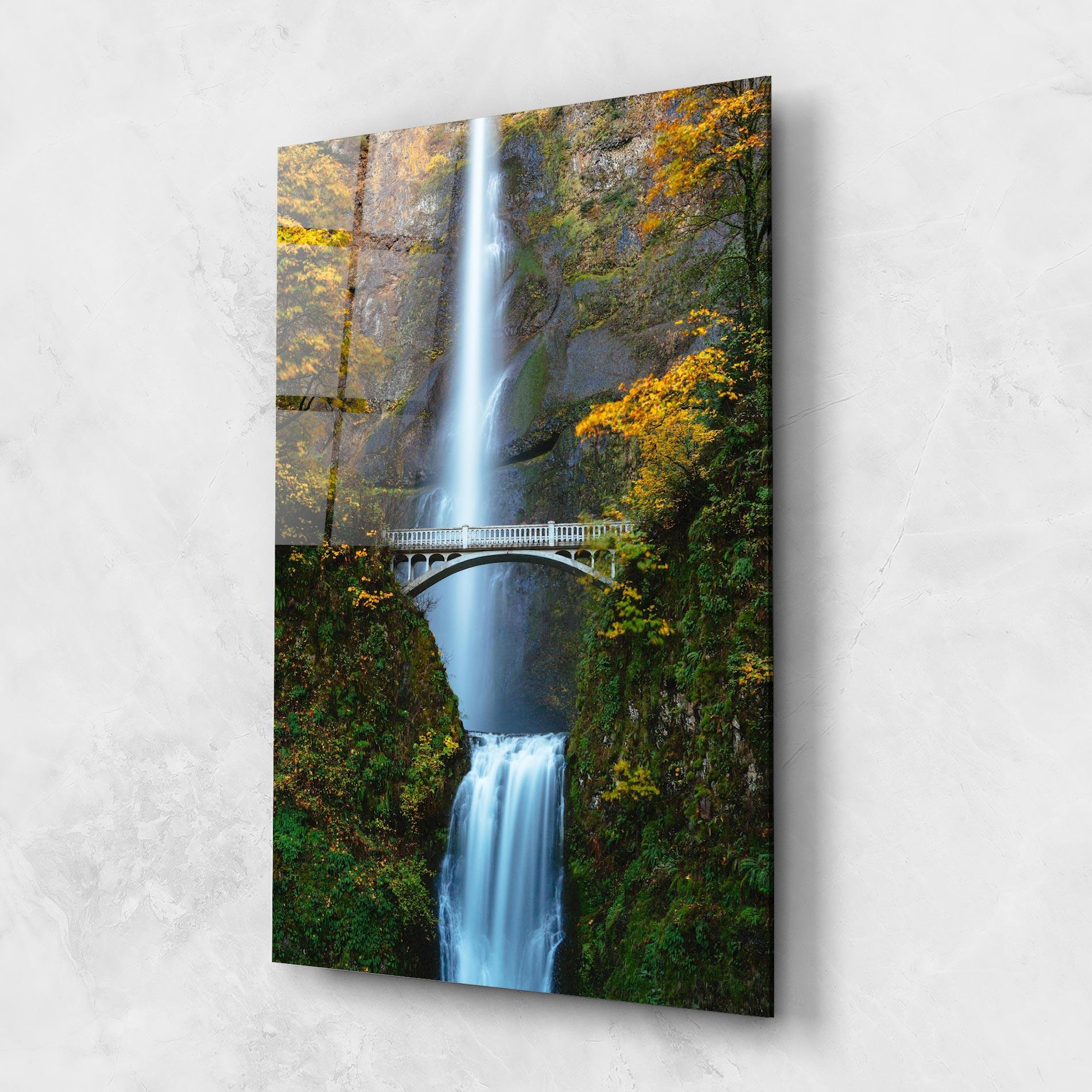 Glasbild Yellow Leaves Bridge mockup 1