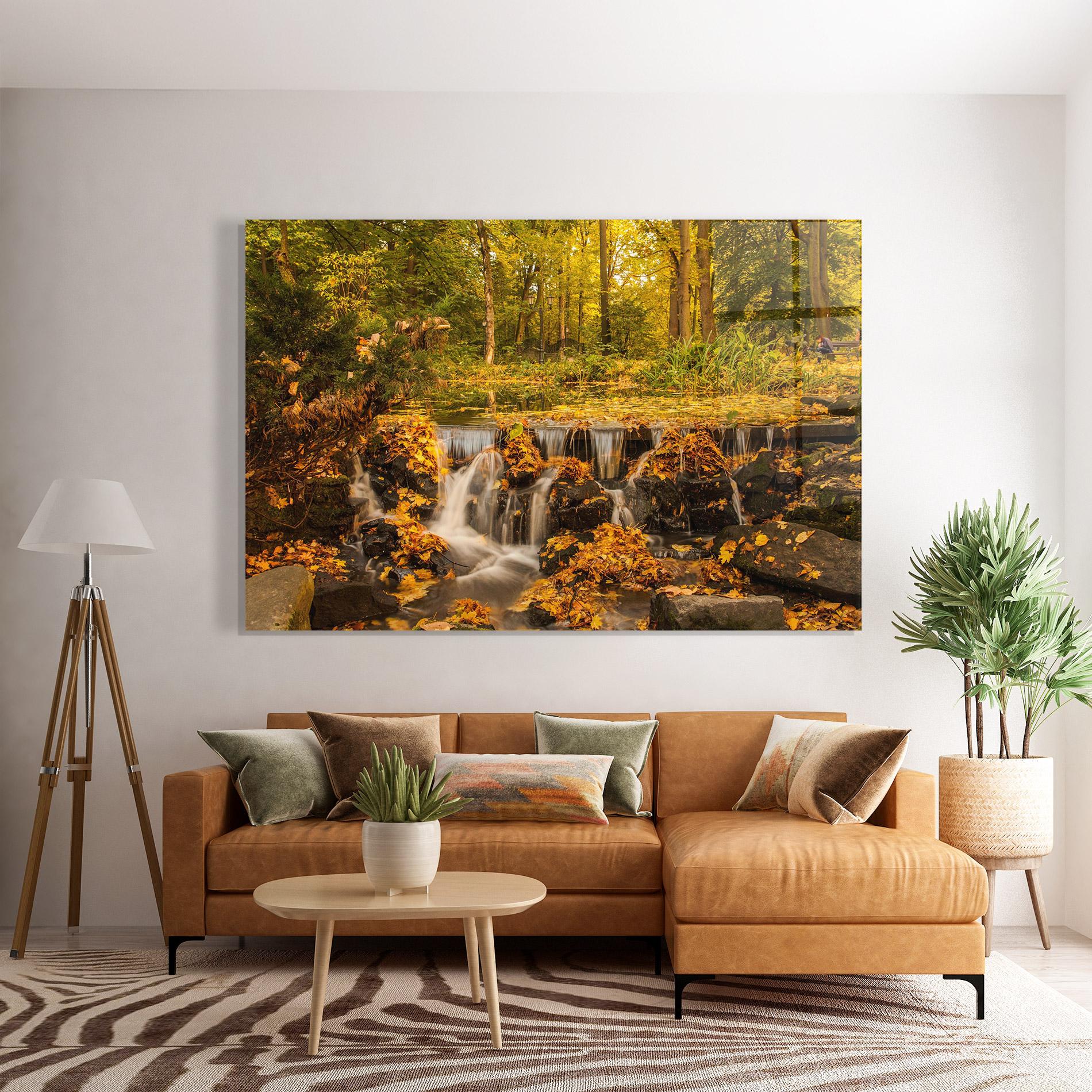 Glasbild Autumn Pretty Waterfall mockup 7