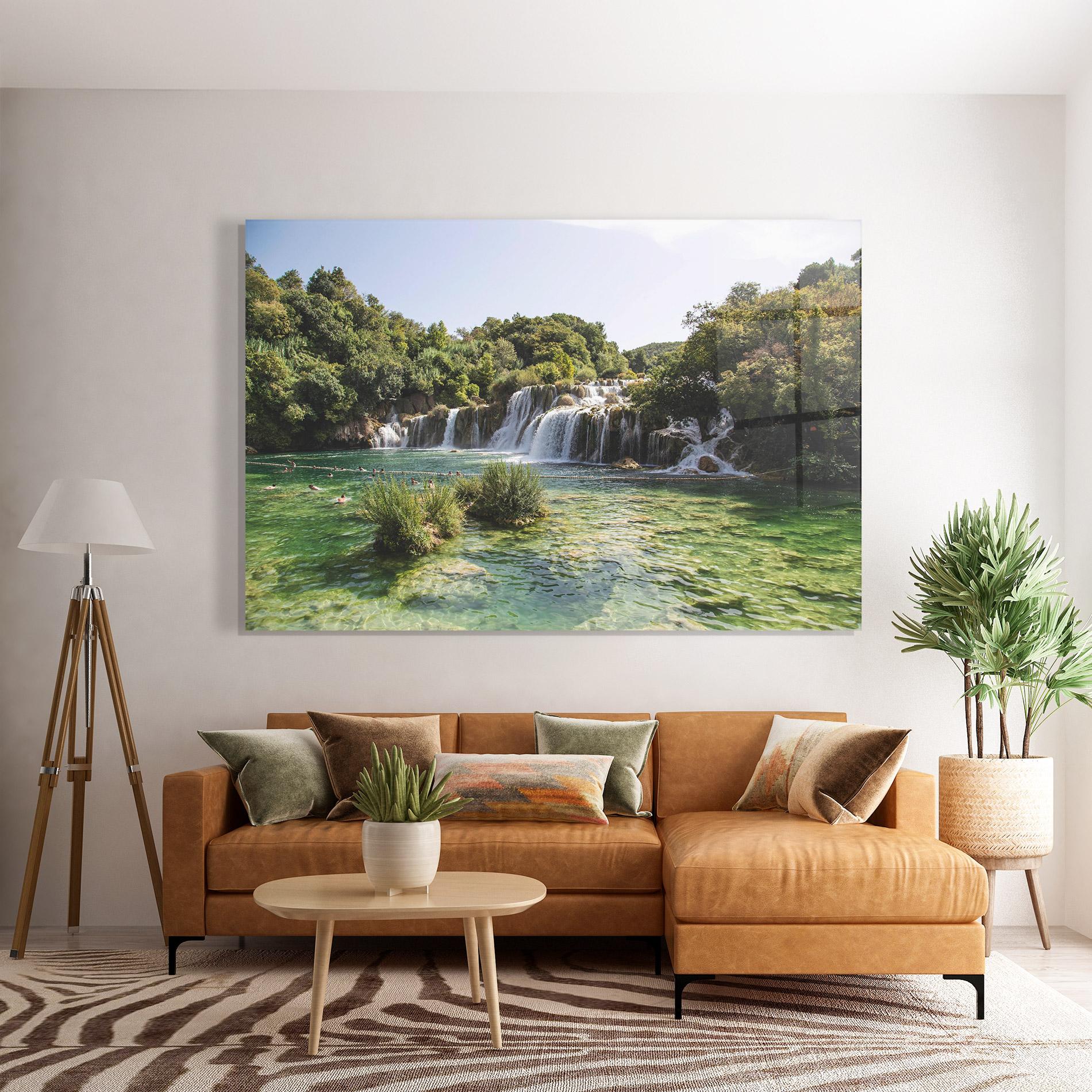 Glasbild Green Waterfall mockup 7