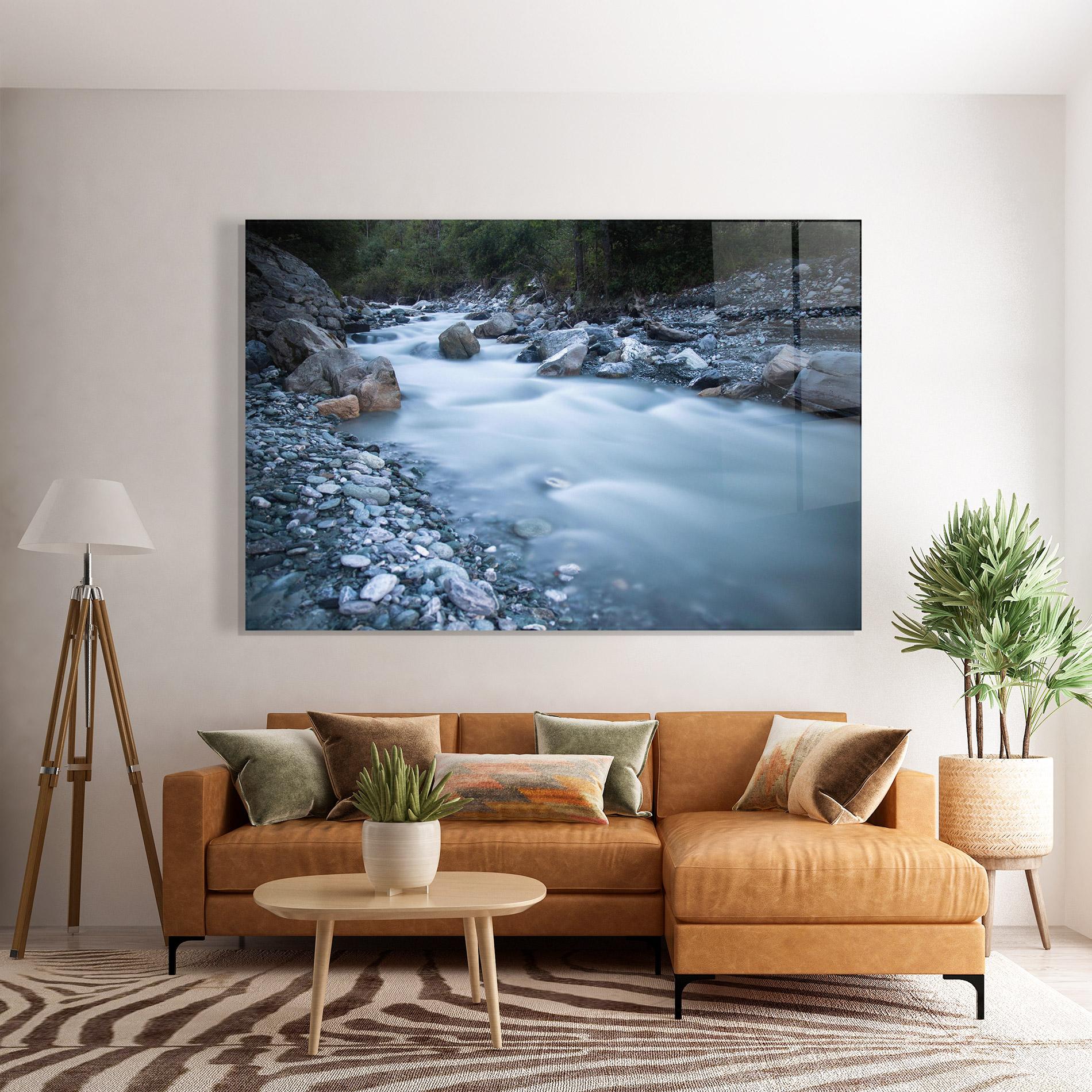 Glasbild Grey Water Falling mockup 7