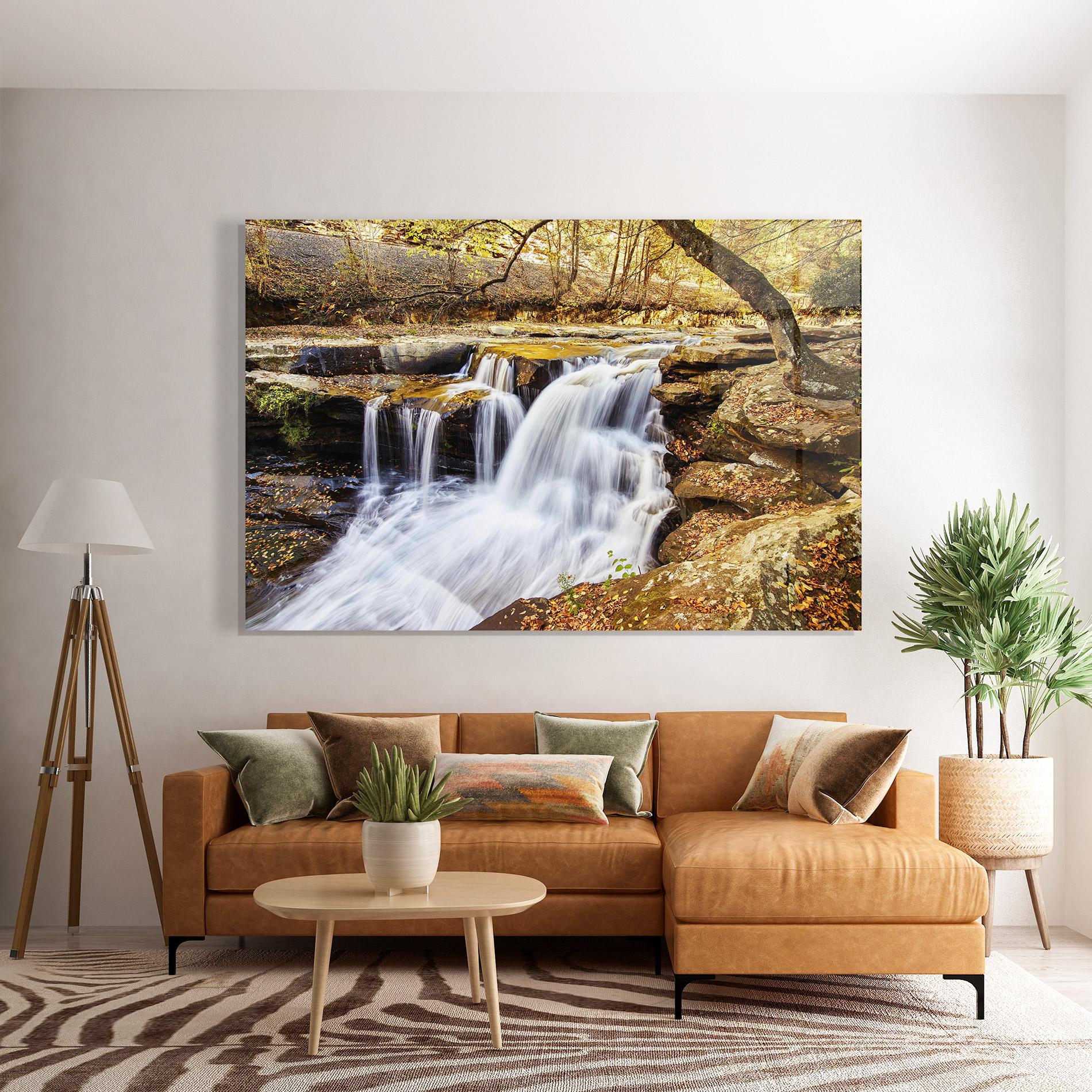 Glasbild Pretty Autumn Waterfall mockup 7
