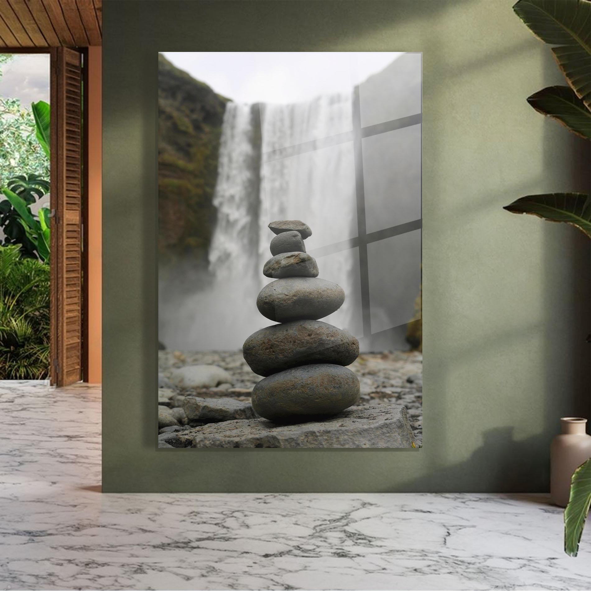 Glasbild Balanced Rocks Waterfall mockup 7