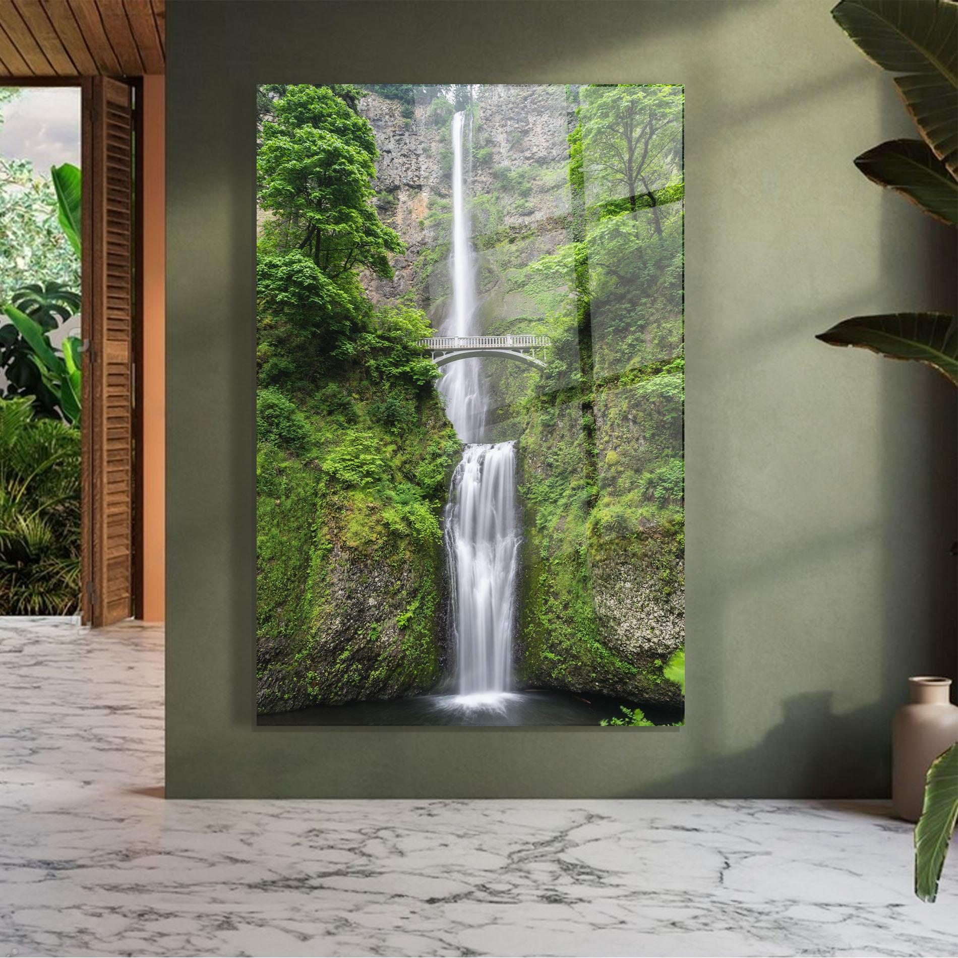 Glasbild Green Leaves Bridge View mockup 7