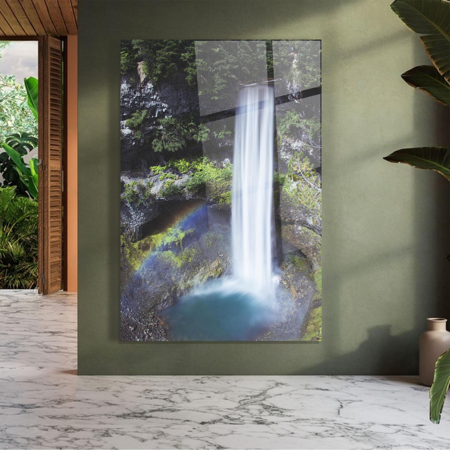 Glasbild Pretty Rainbow Waterfall mockup 7