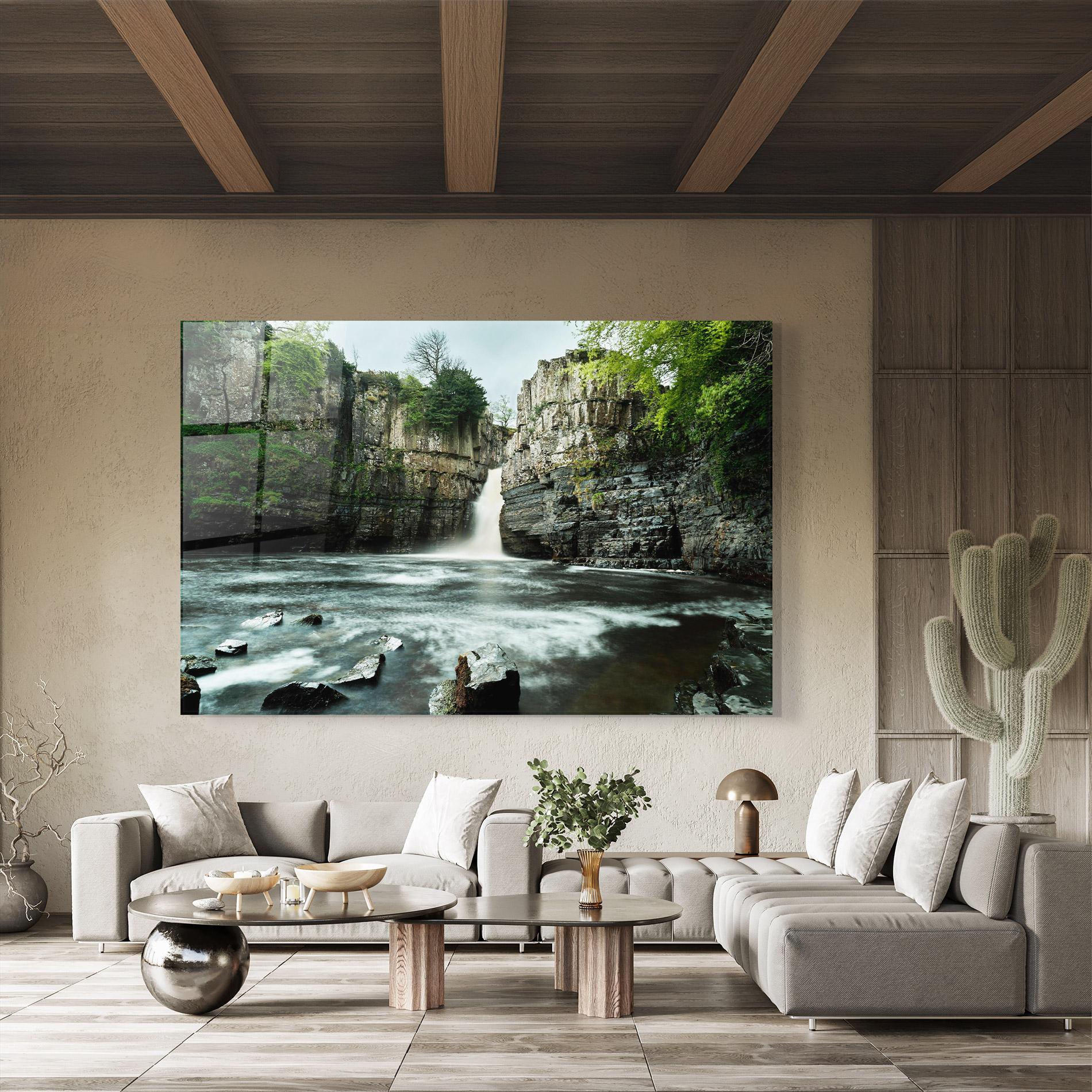 Glasbild Beautiful Water Falling mockup 8