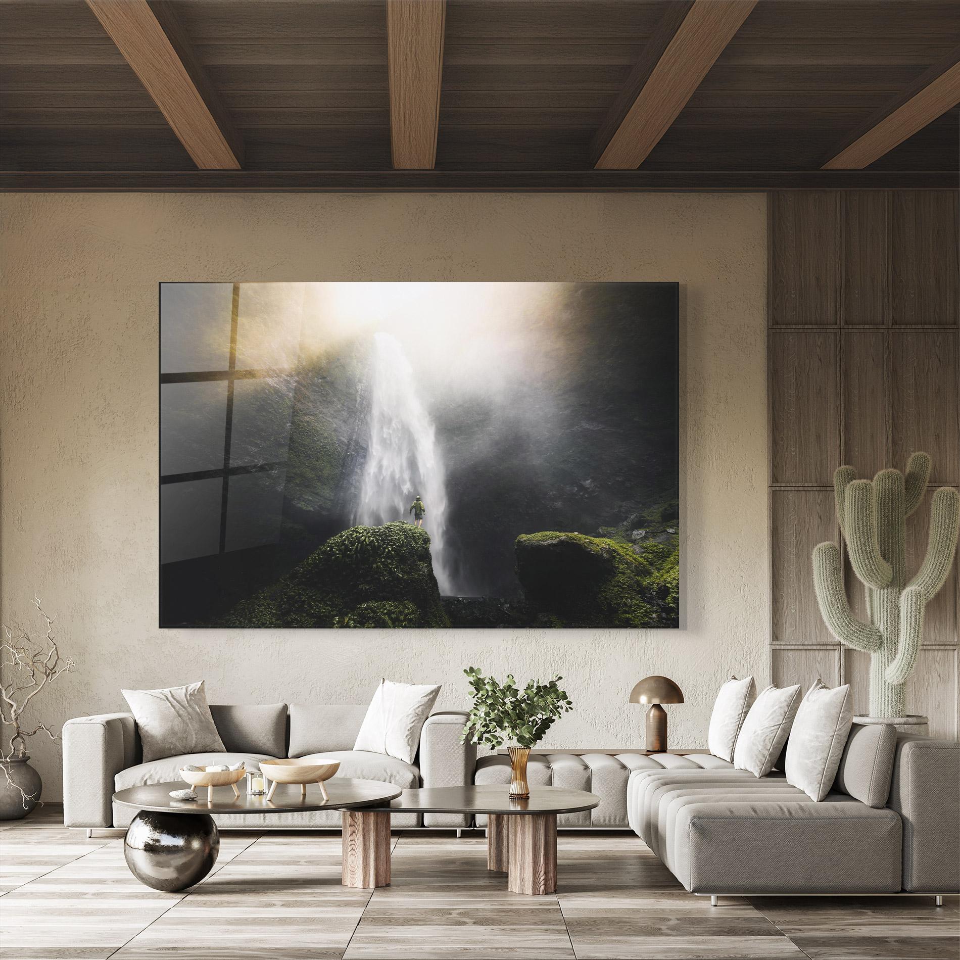 Glasbild Green Man Waterfall mockup 8