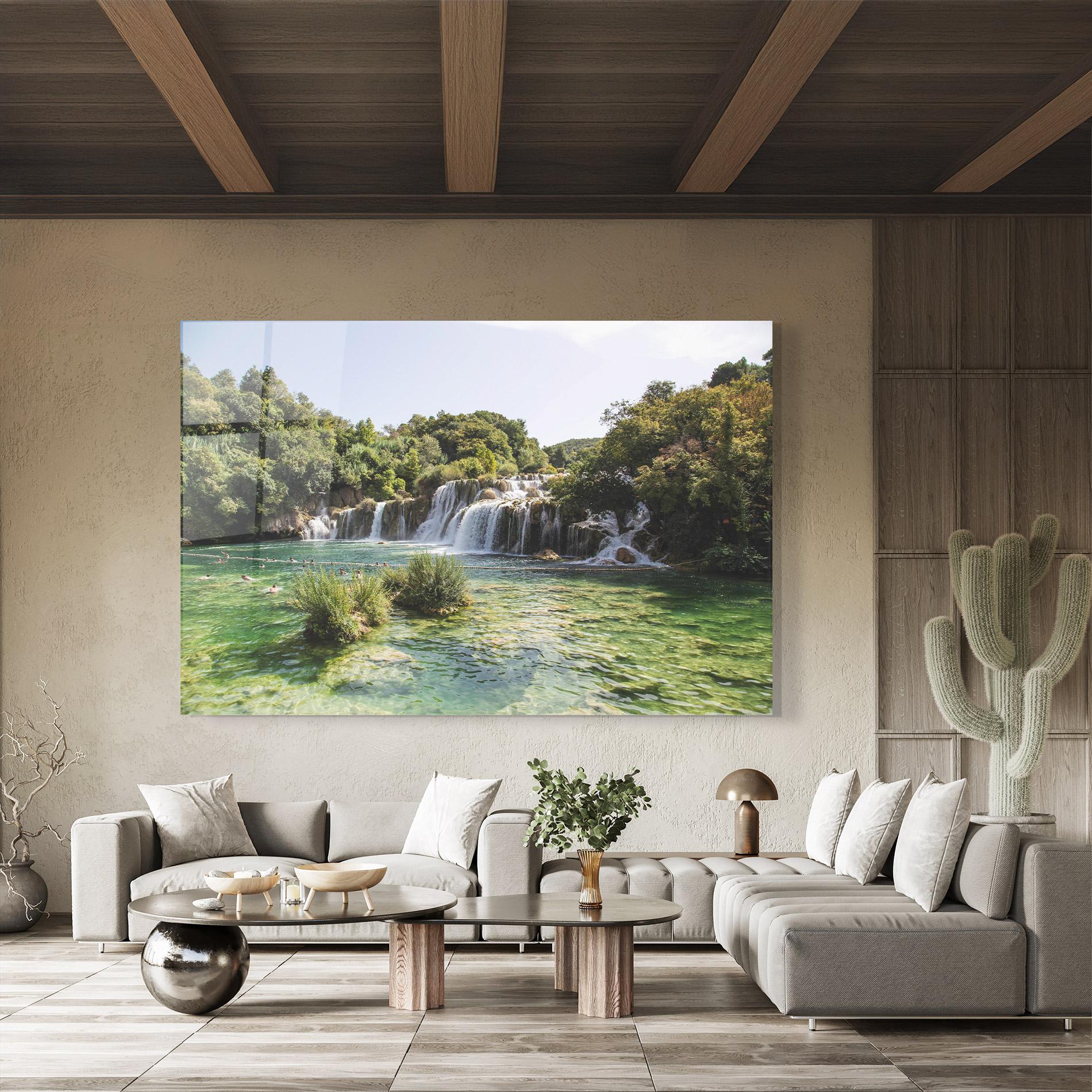 Glasbild Green Waterfall mockup 8