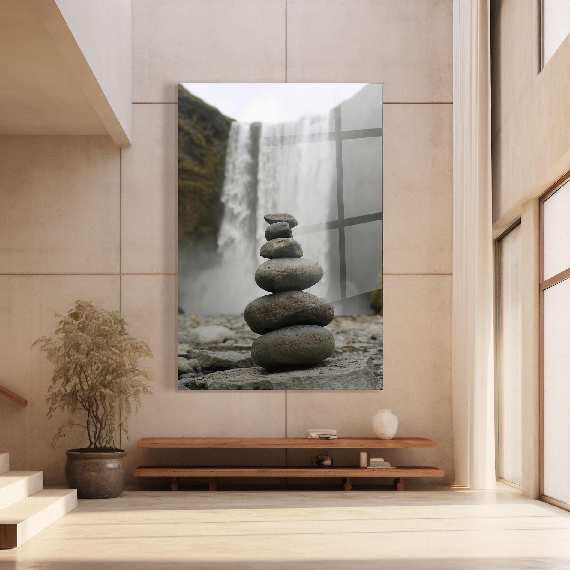 Glasbild Balanced Rocks Waterfall mockup 8
