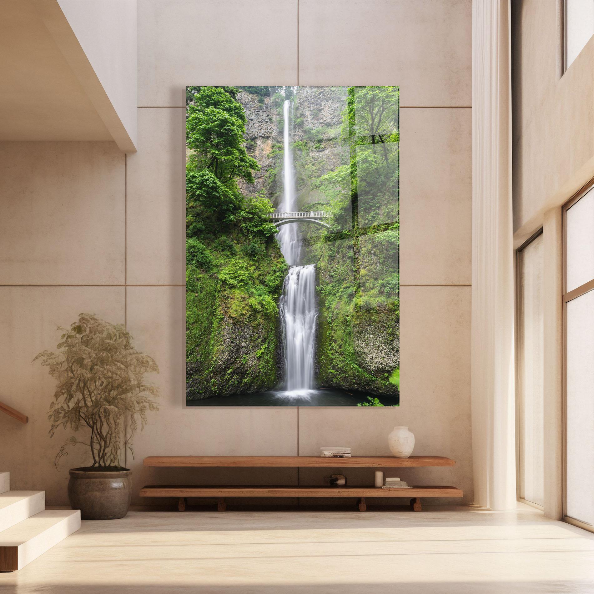 Glasbild Green Leaves Bridge View mockup 8