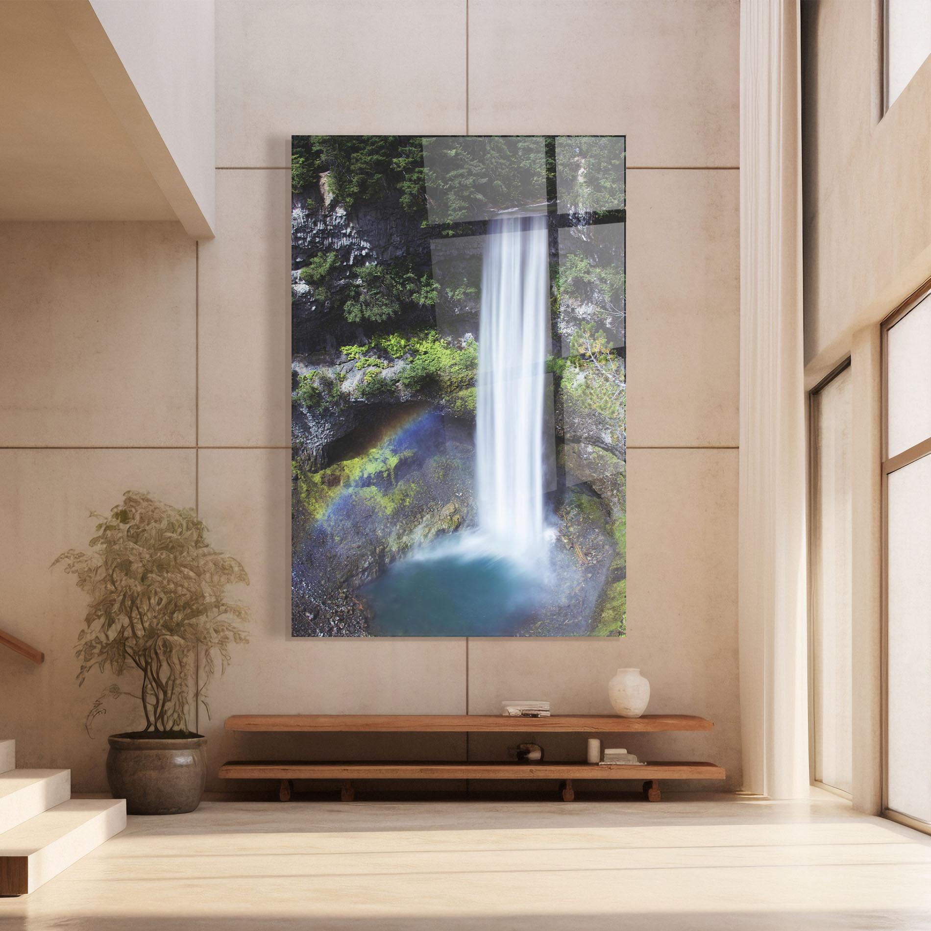Glasbild Pretty Rainbow Waterfall mockup 8