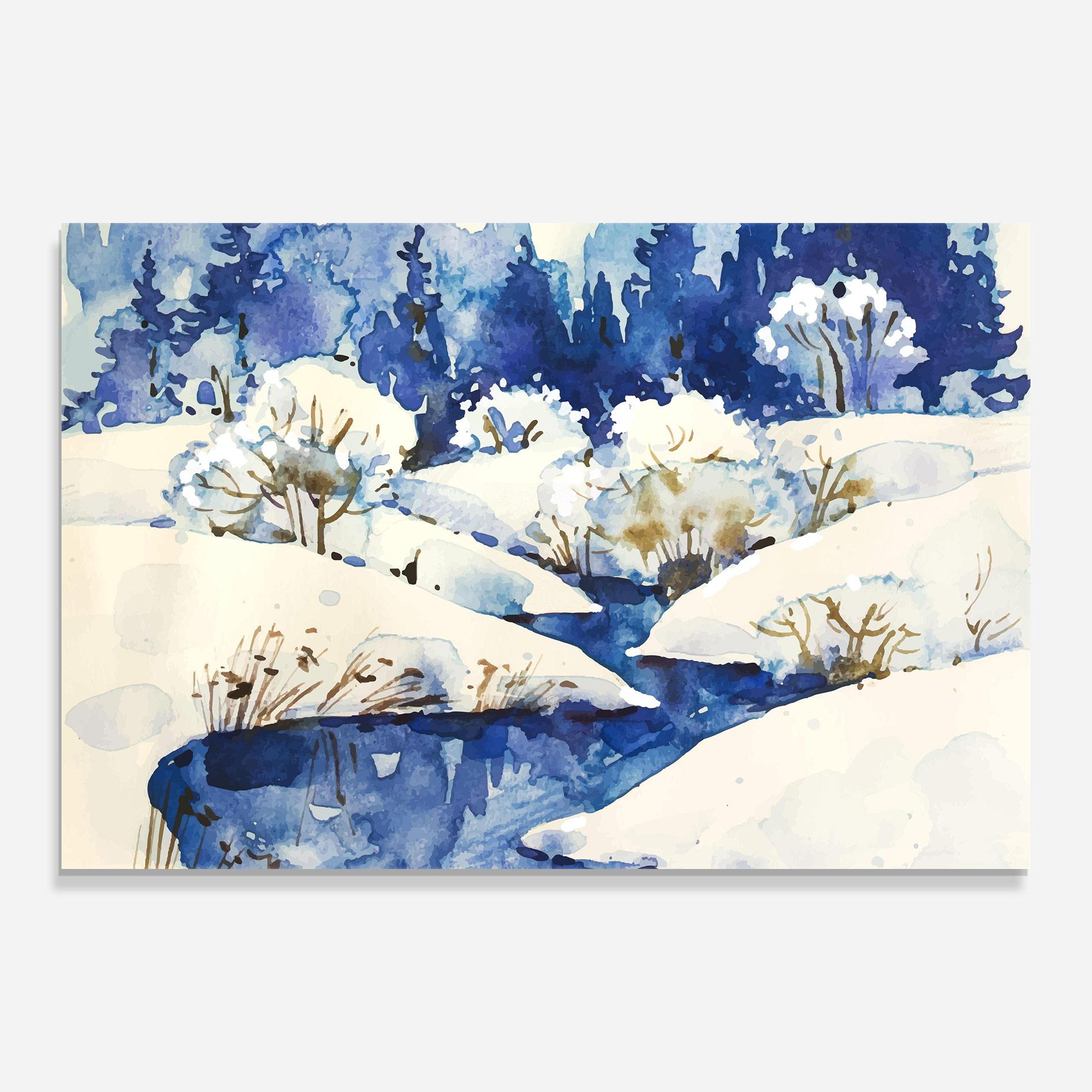 Glasbild Blue Trees Winter mockup 0