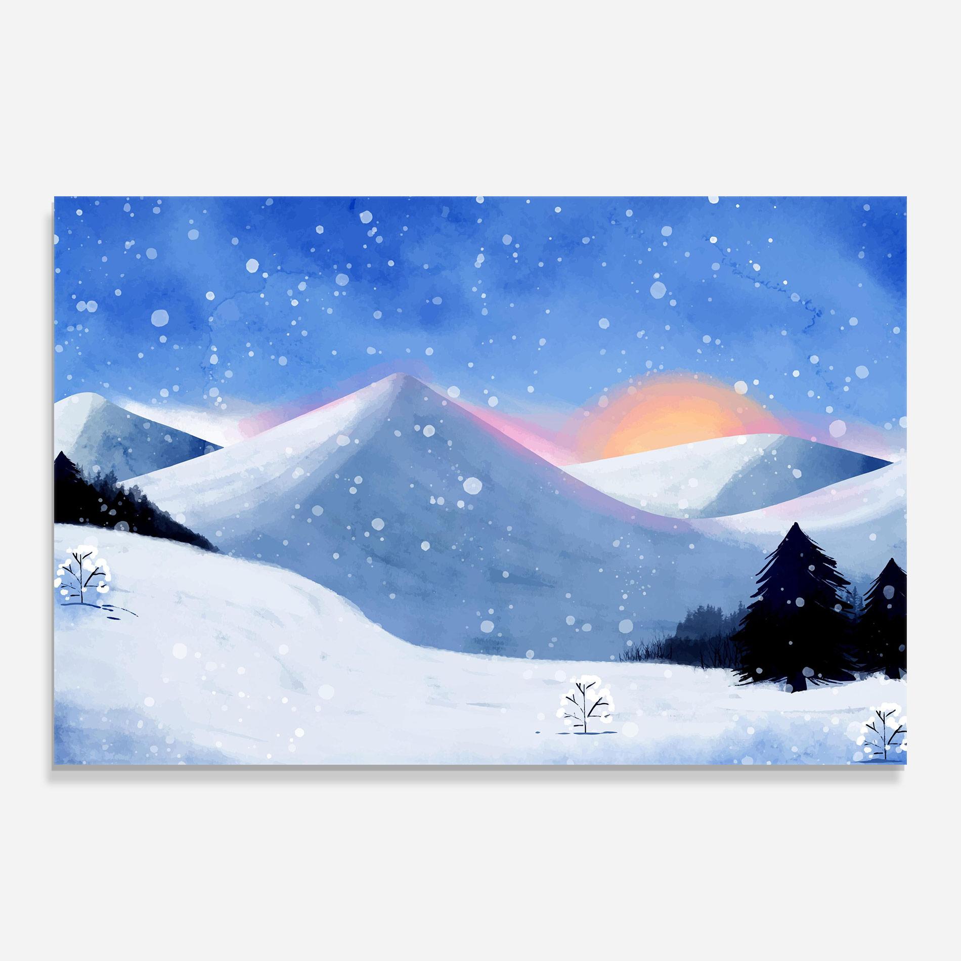 Glasbild Mountain Snow Art mockup 0