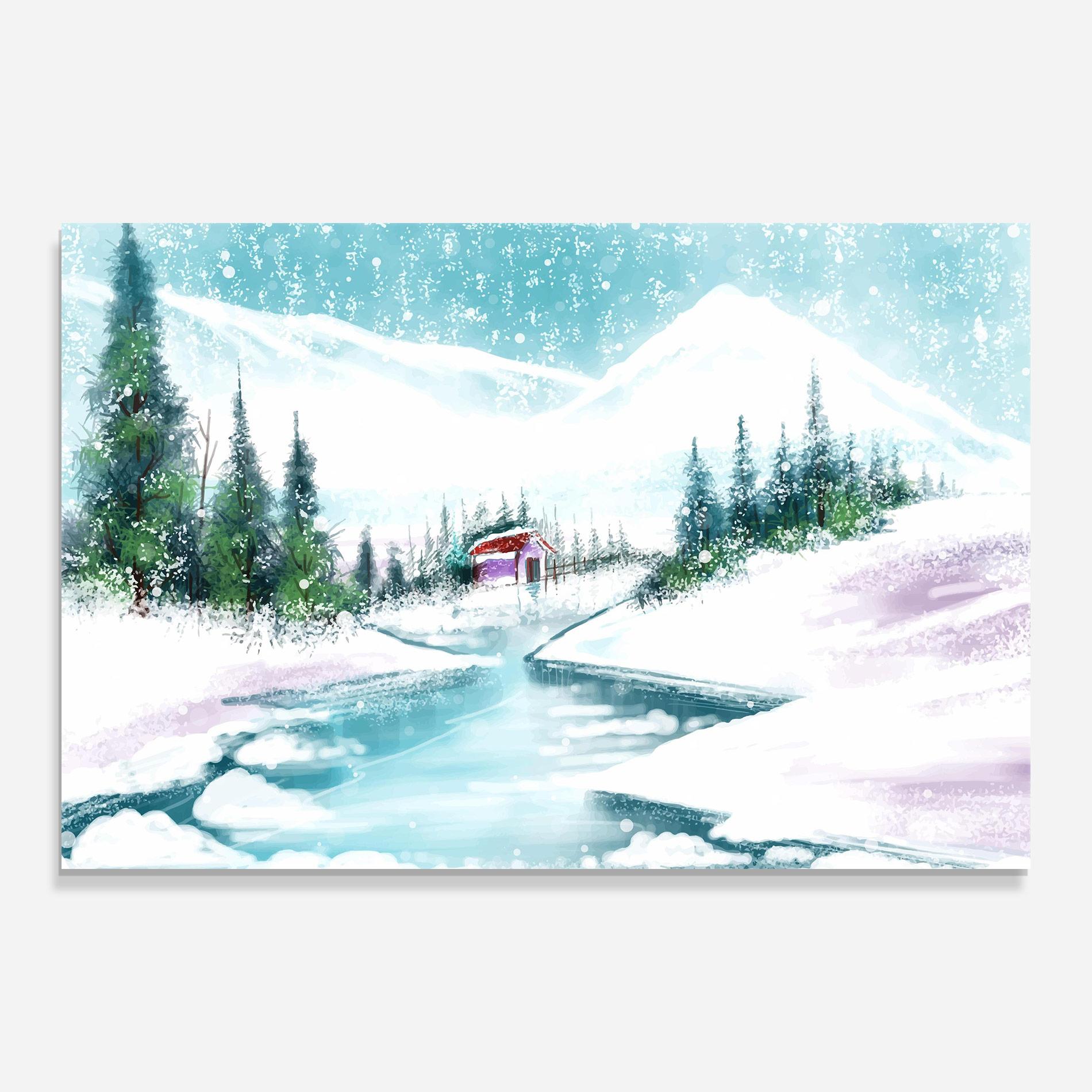Glasbild Purple House Winter mockup 0