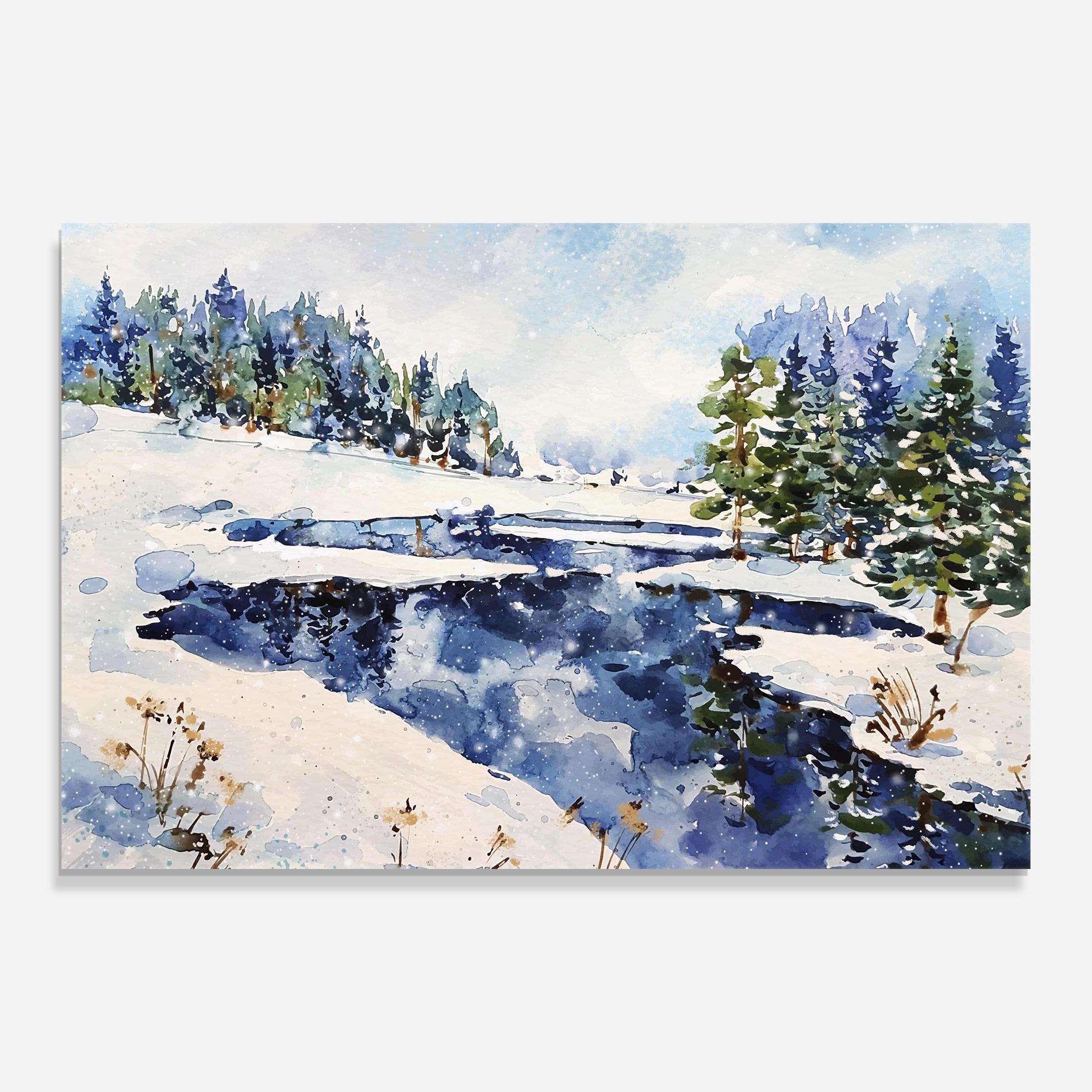 Glasbild Winter Painting mockup 0