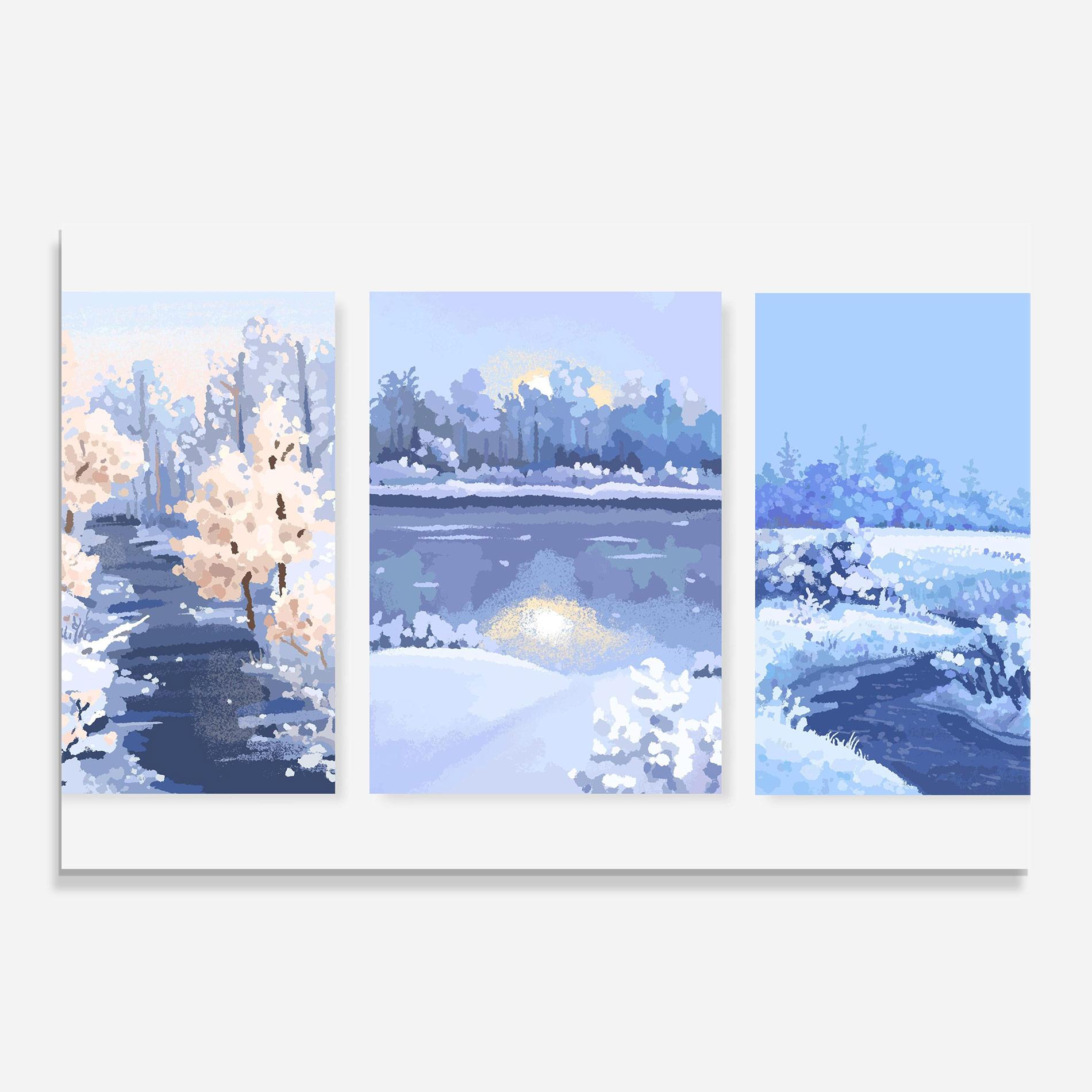 Glasbild Winter_landscape_with_forest_and_field_vector_illustration14 mockup 0