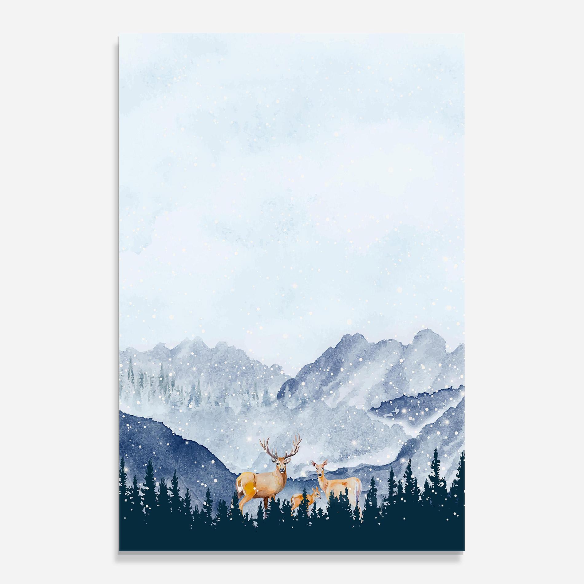 Glasbild Winter Deers mockup 0