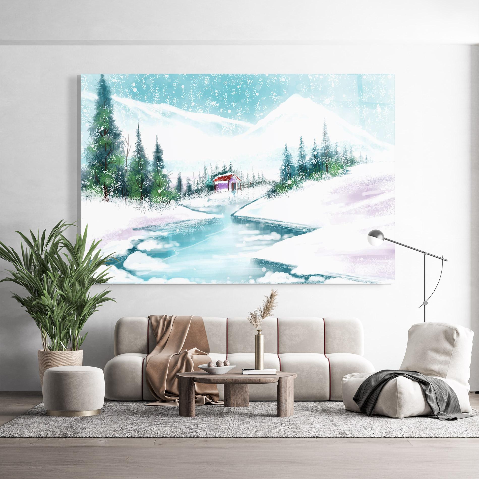 Glasbild Purple House Winter mockup 9