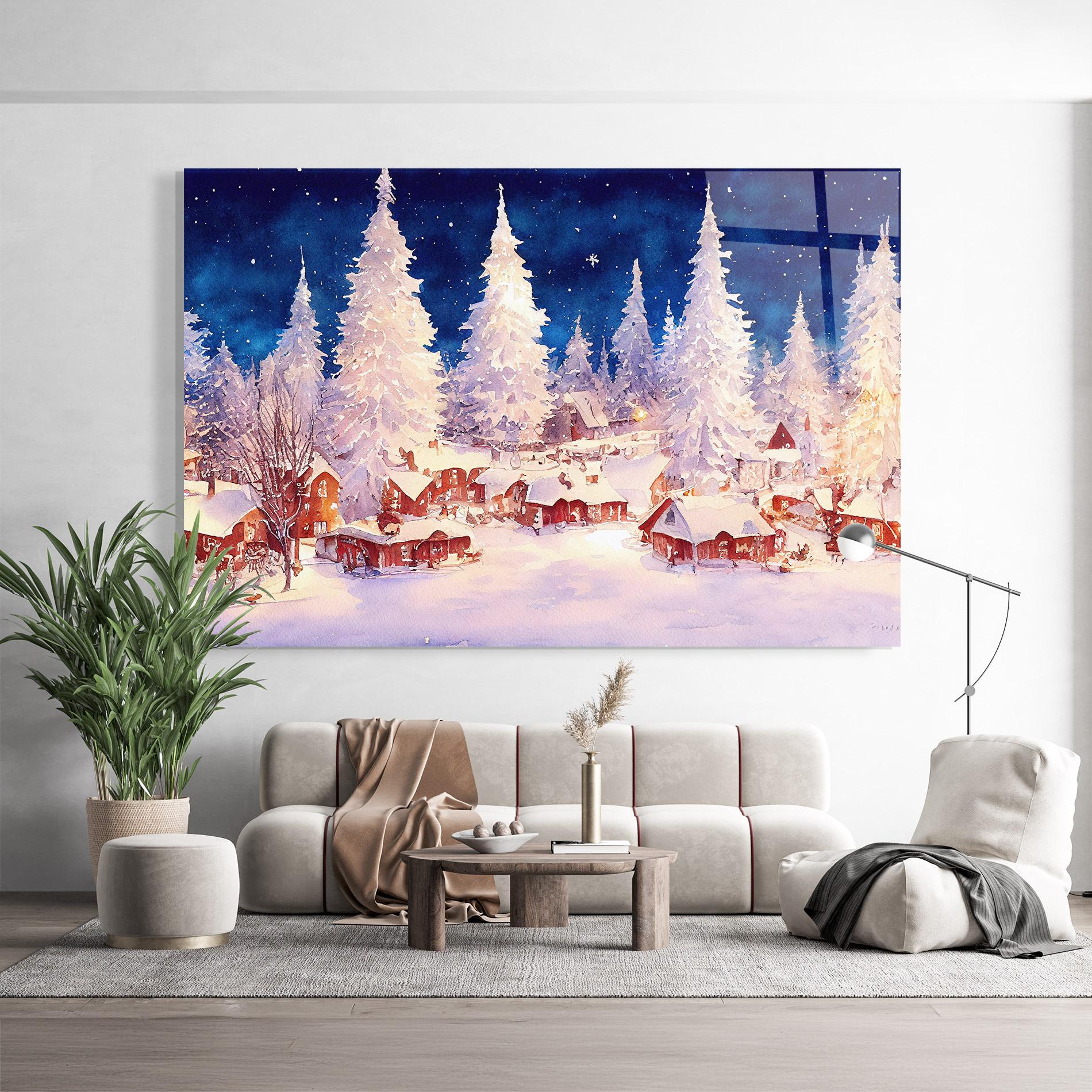 Glasbild Snow Falling Painting mockup 9