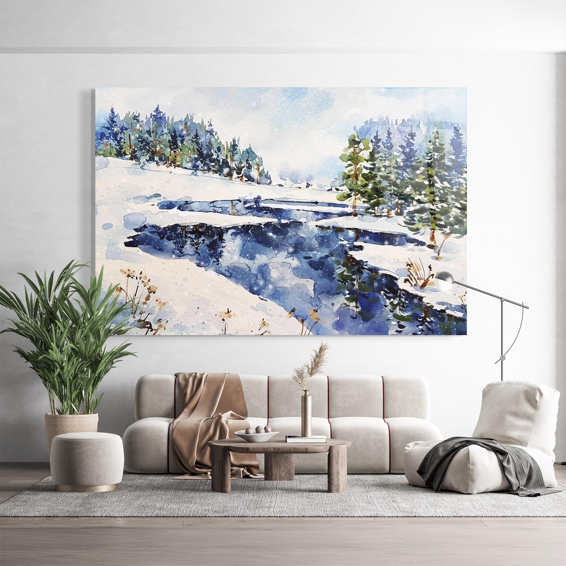 Glasbild Winter Painting mockup 9