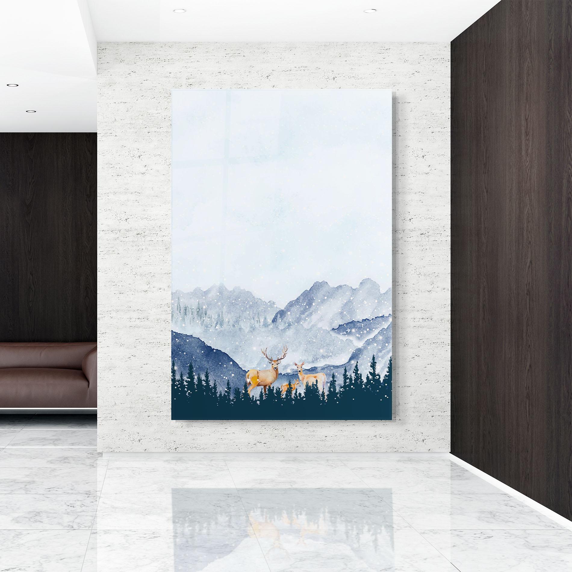 Glasbild Winter Deers mockup 9