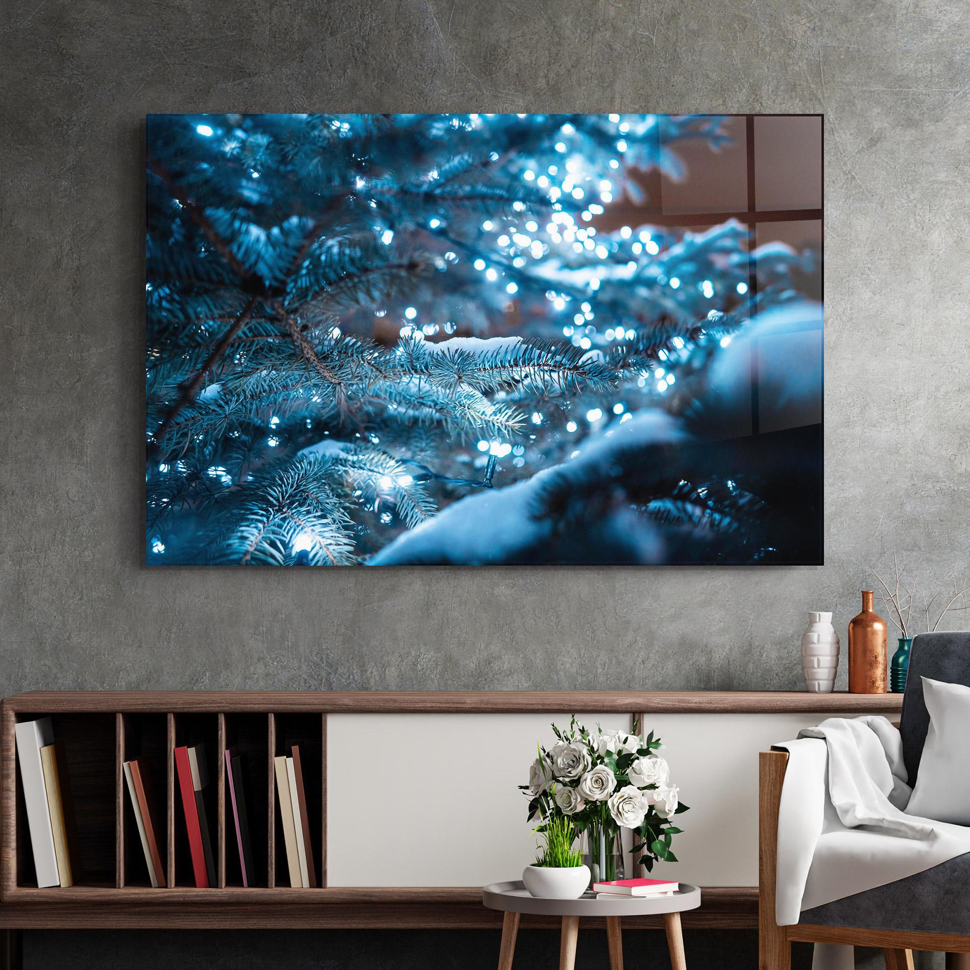 Glasbild Blue Christmas Tree mockup 2