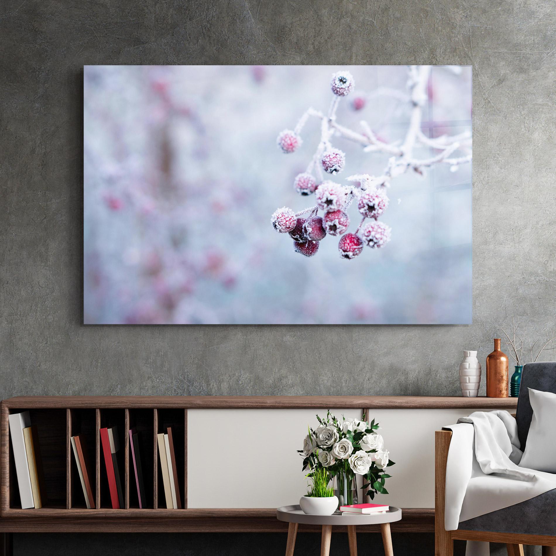 Glasbild Red Winter Fruits mockup 2