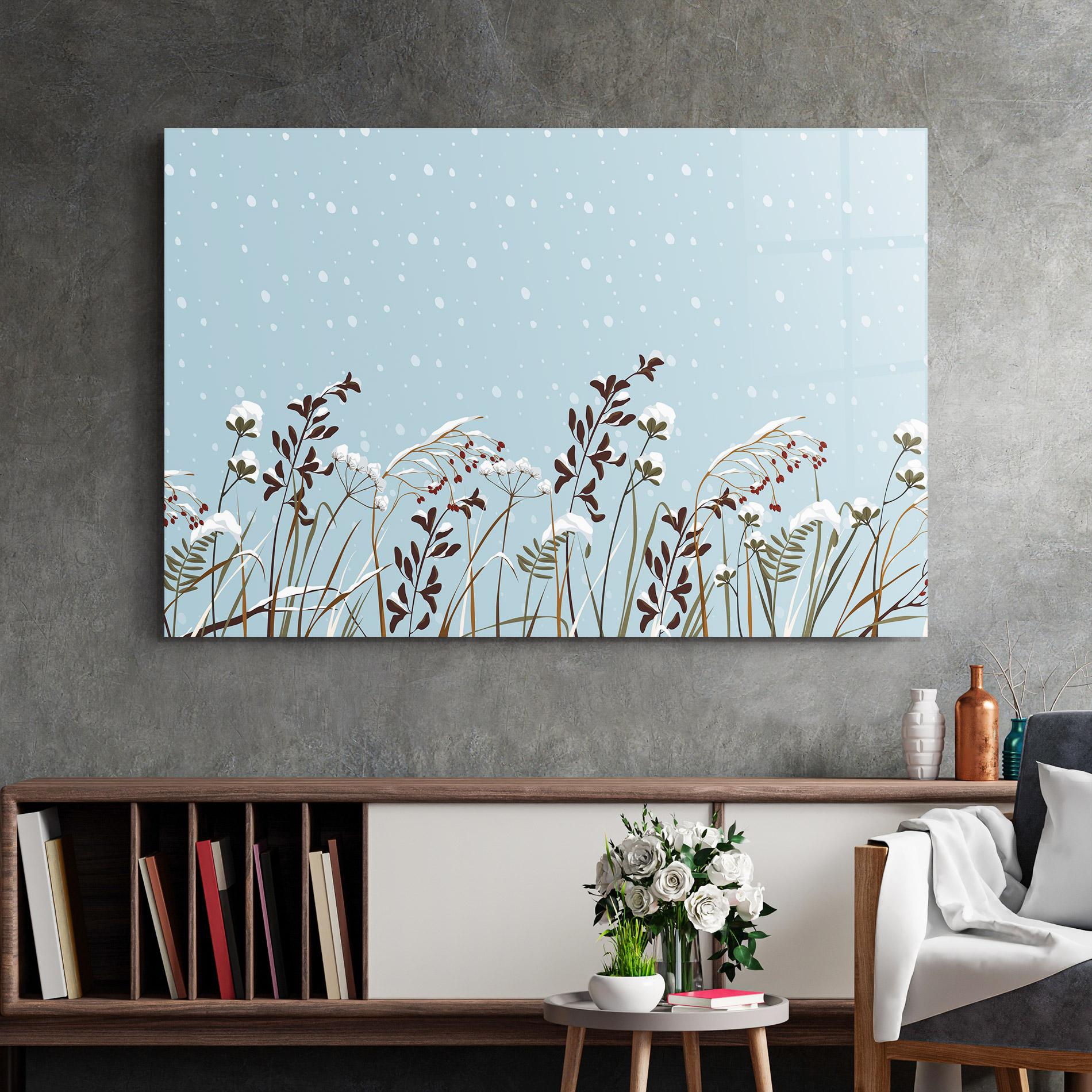 Glasbild Snow Plants mockup 2