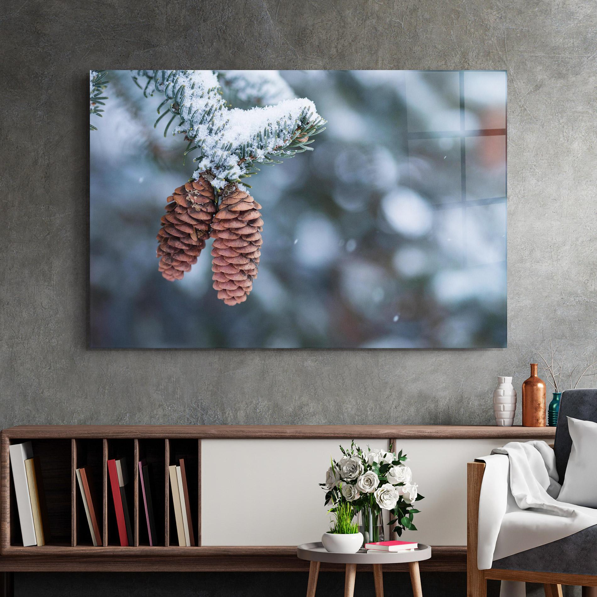 Glasbild Winter Cones mockup 2