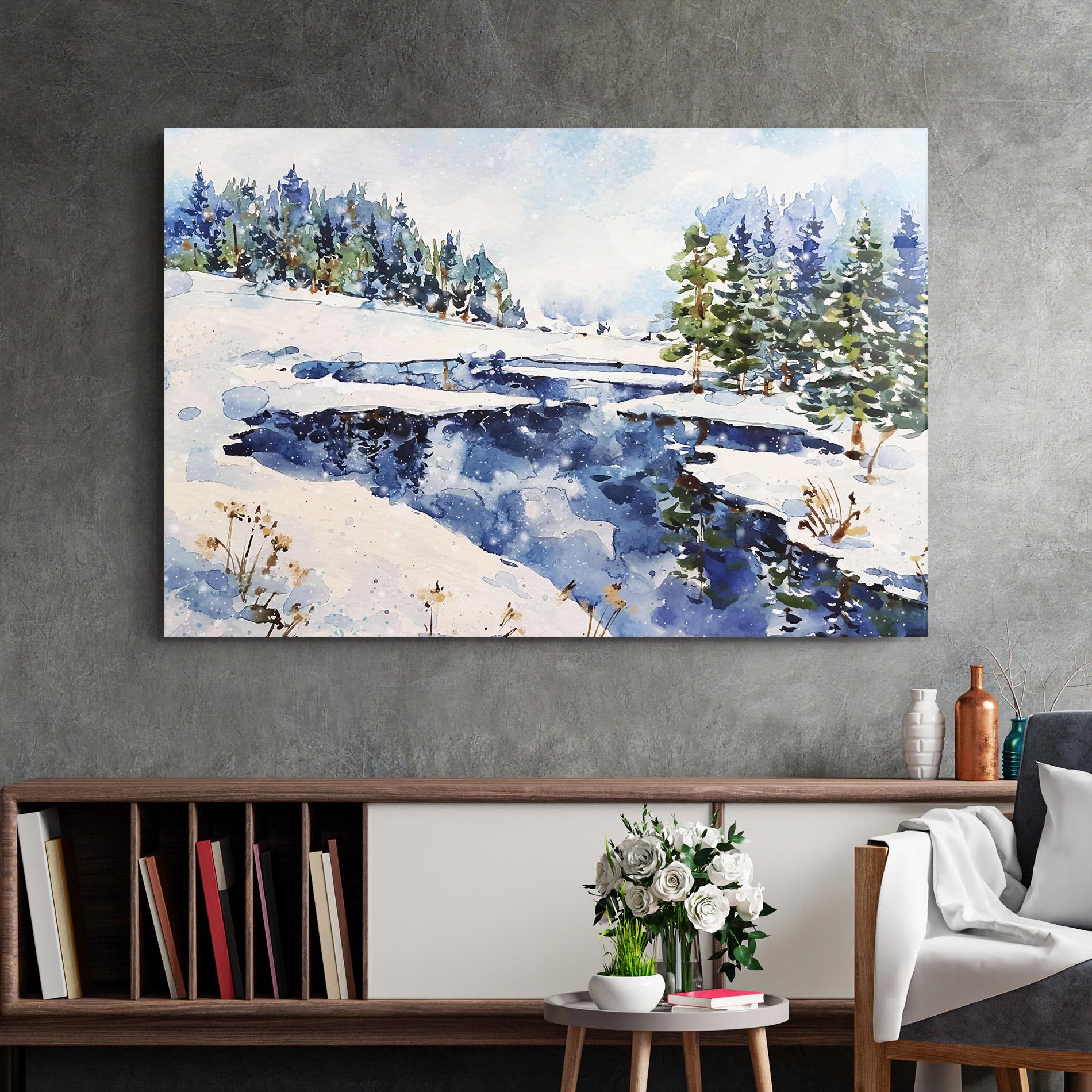 Glasbild Winter Painting mockup 2