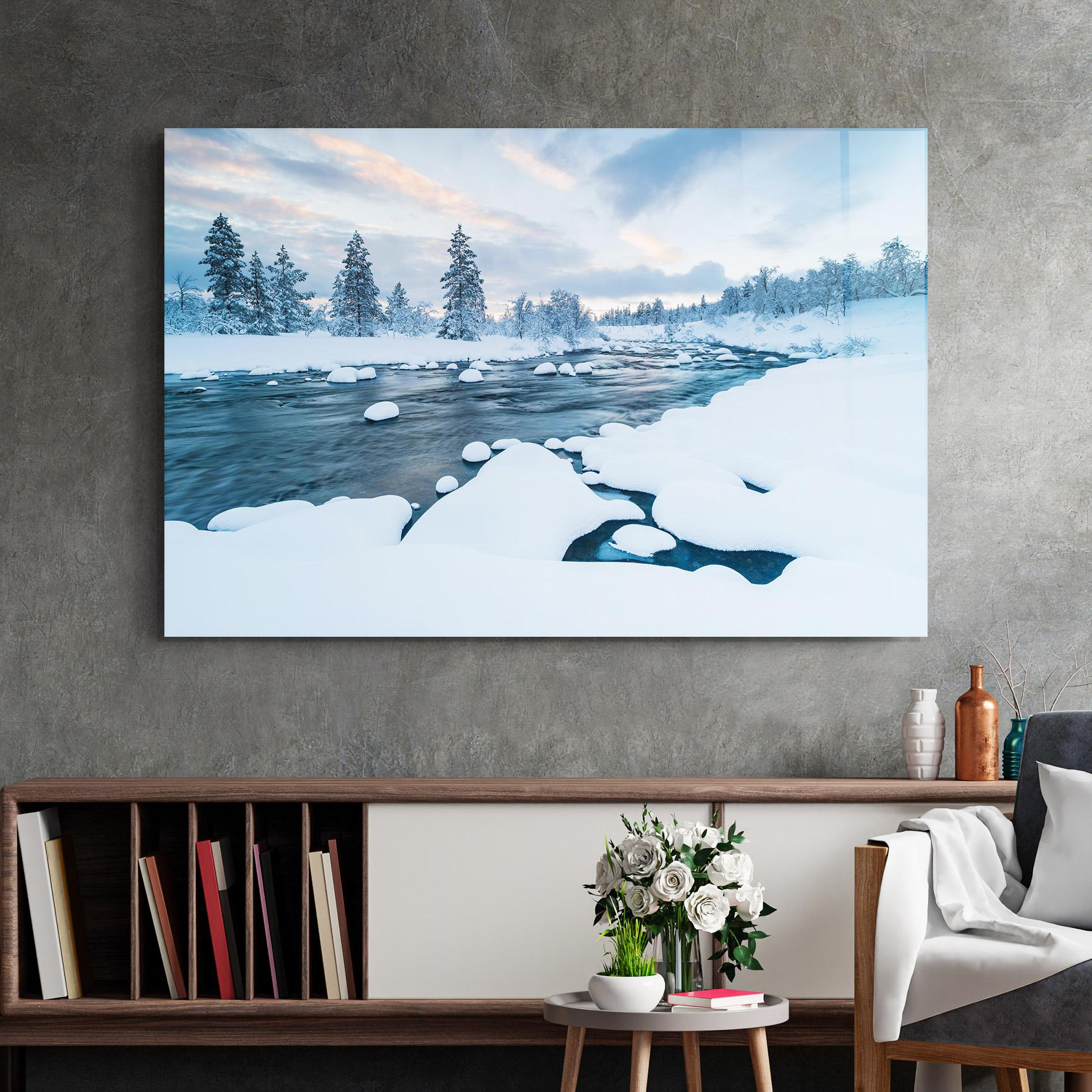 Glasbild Winter River mockup 2