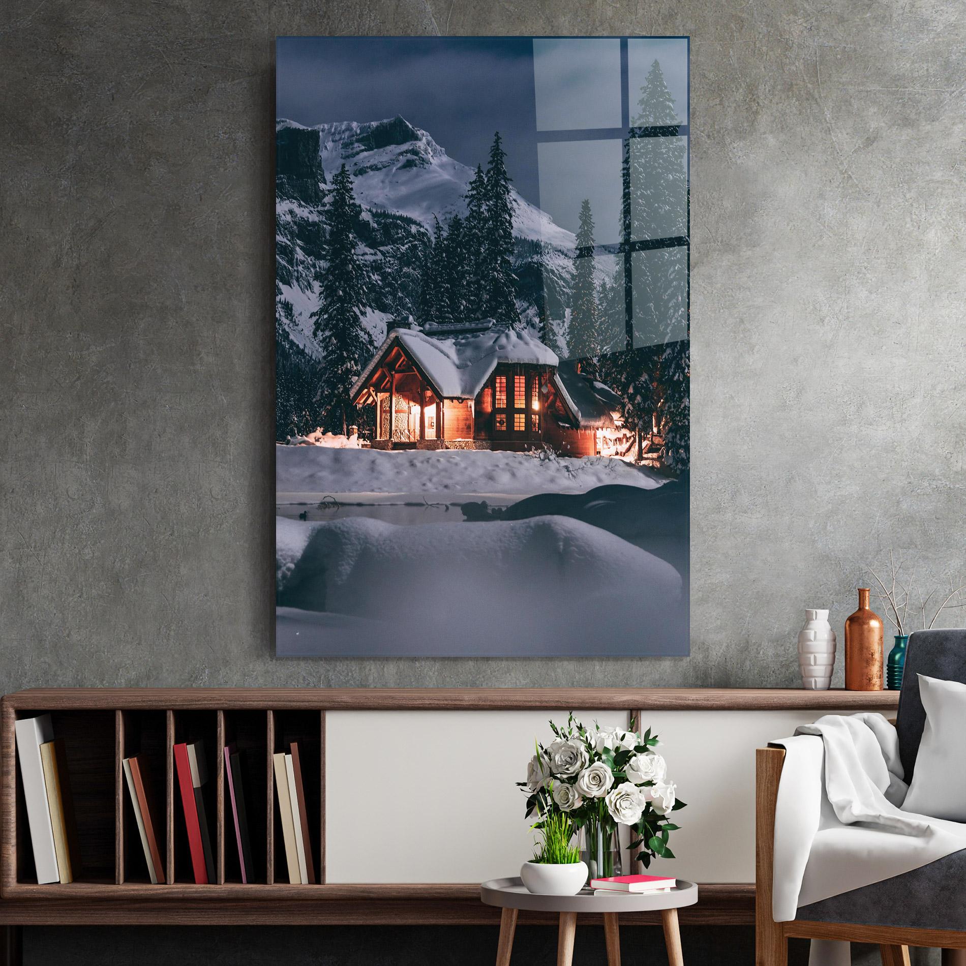 Glasbild Winter House mockup 2