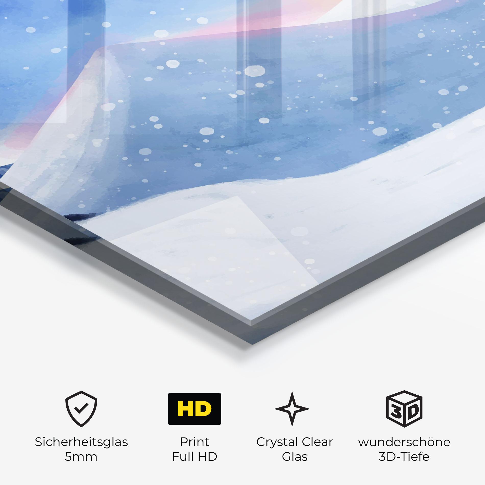 Glasbild Mountain Snow Art mockup 3