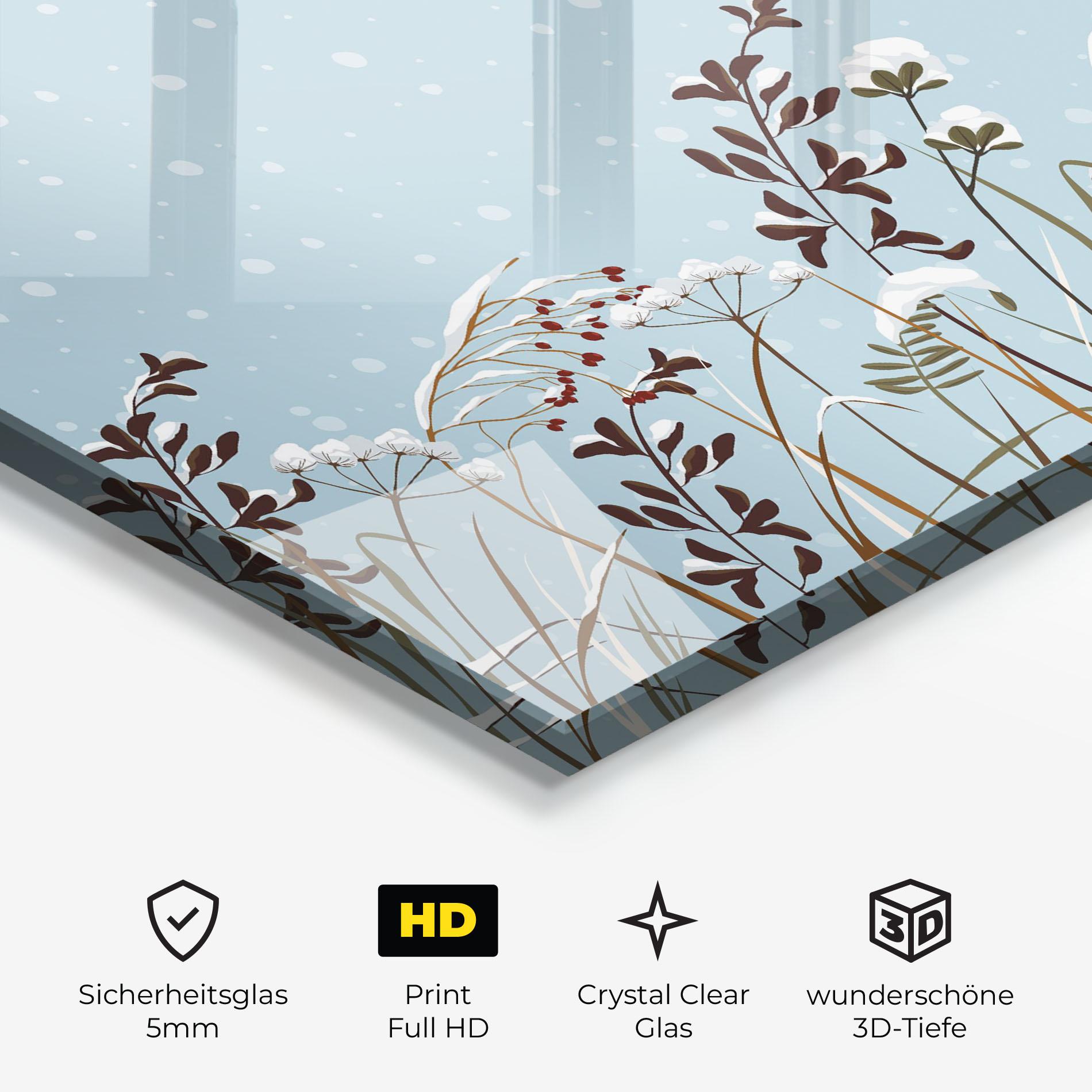 Glasbild Snow Plants mockup 3