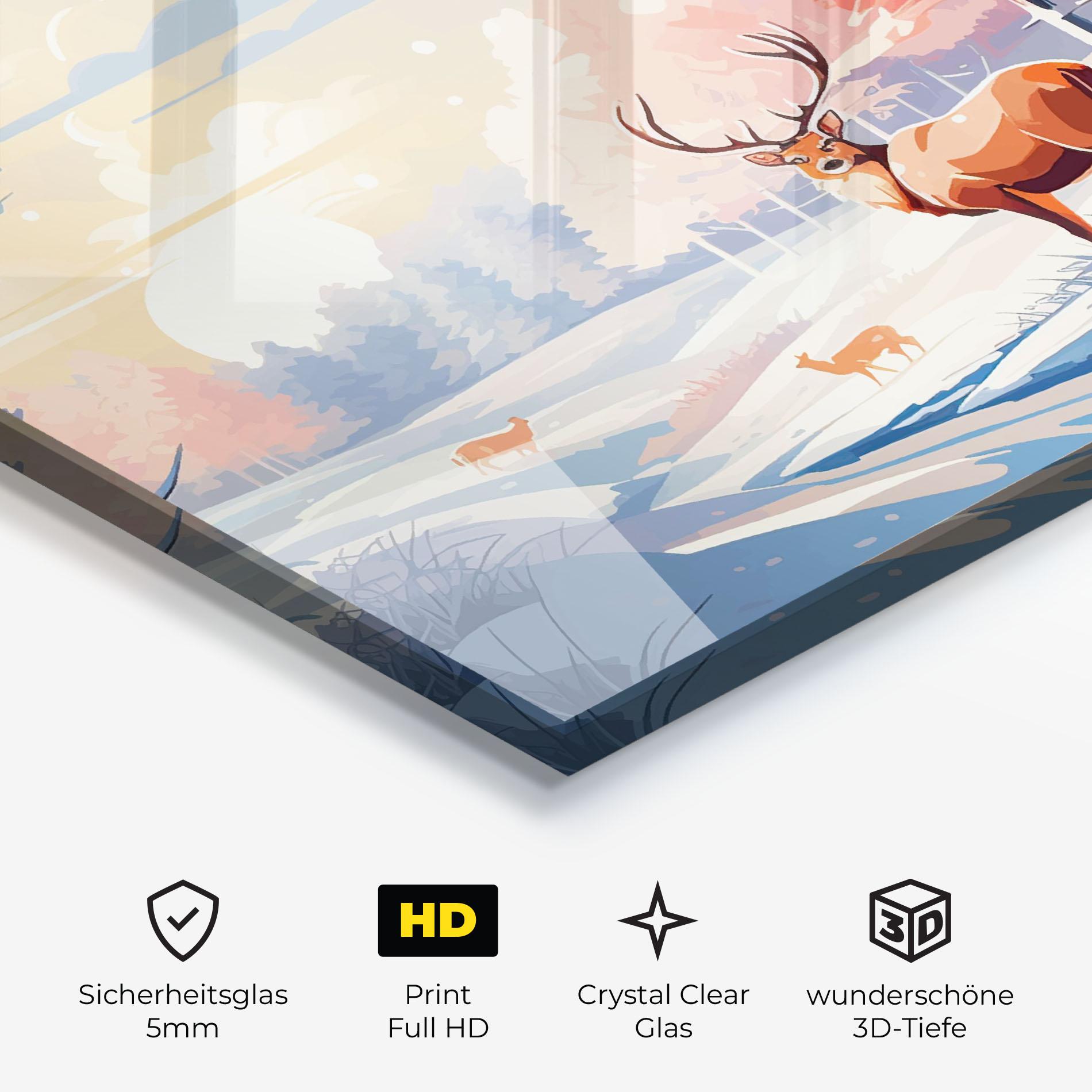 Glasbild Winter Deer Art mockup 3