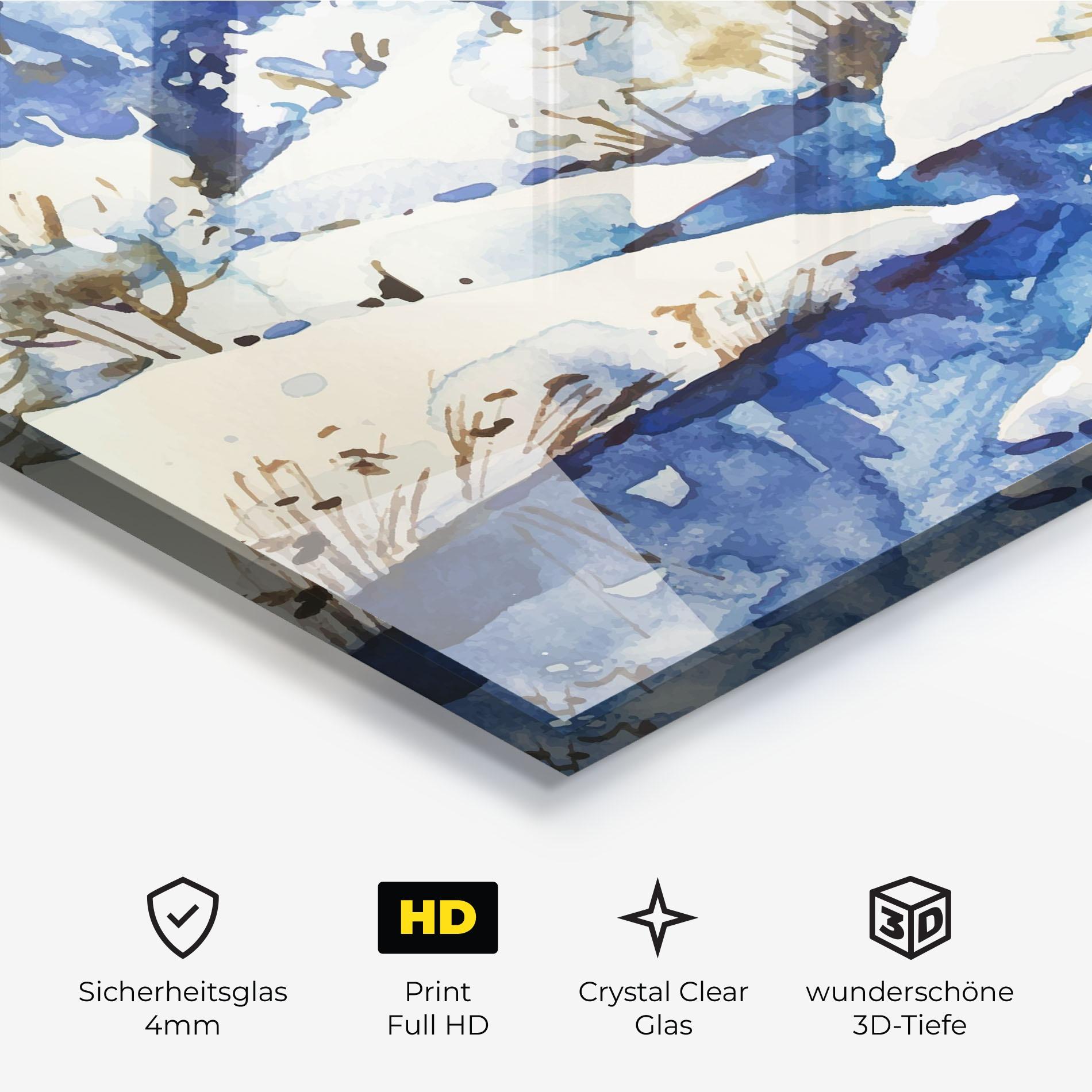 Glasbild Blue Trees Winter mockup 3