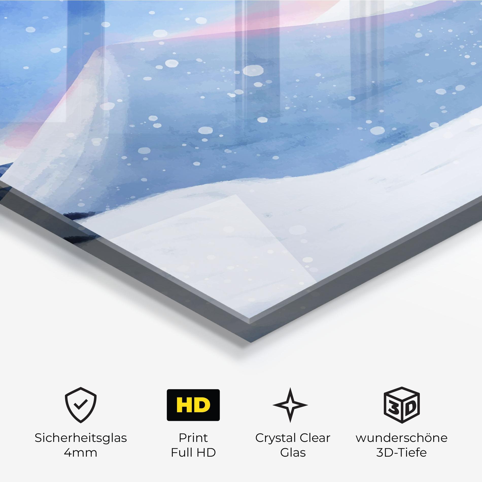 Glasbild Mountain Snow Art mockup 3