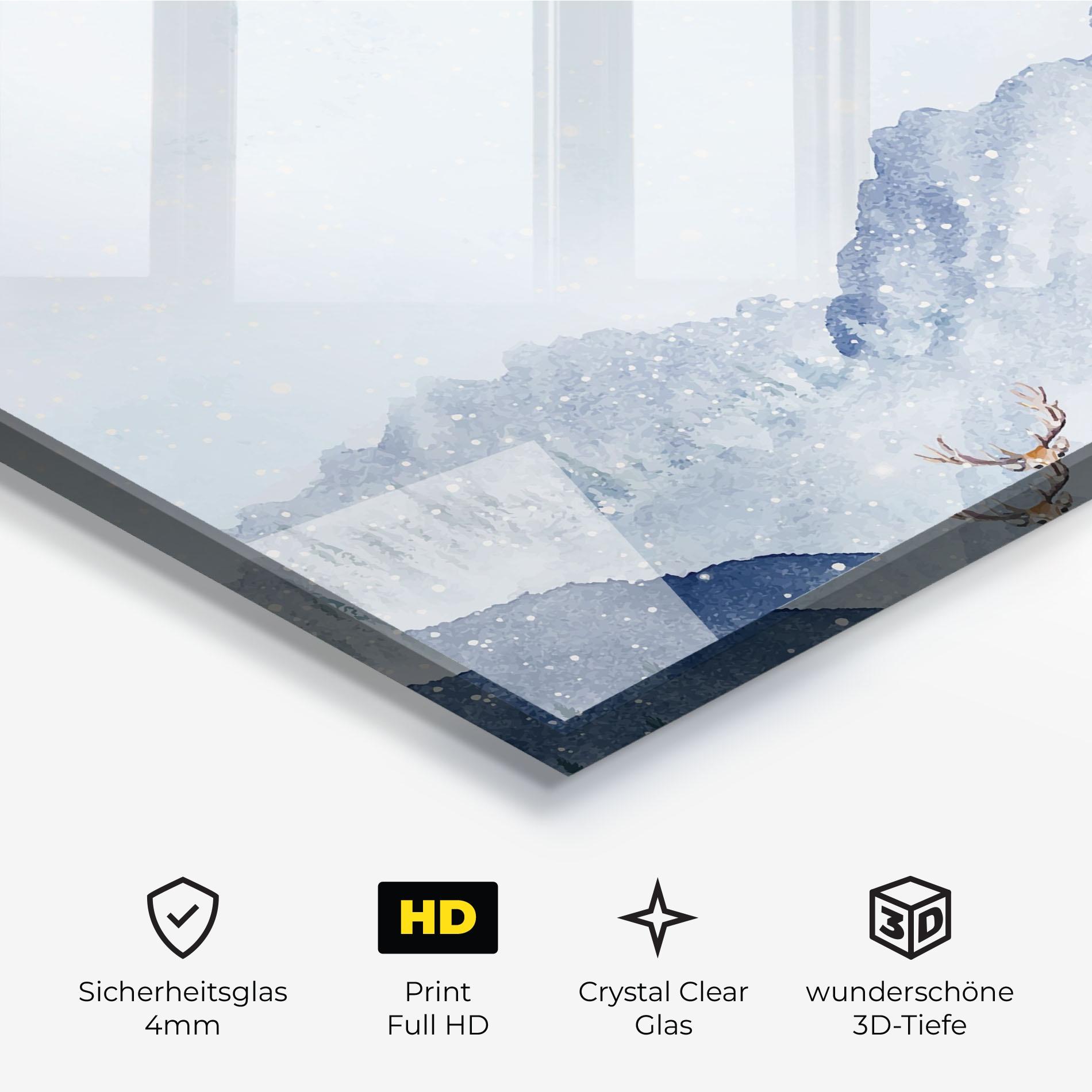 Glasbild Winter Deers mockup 3