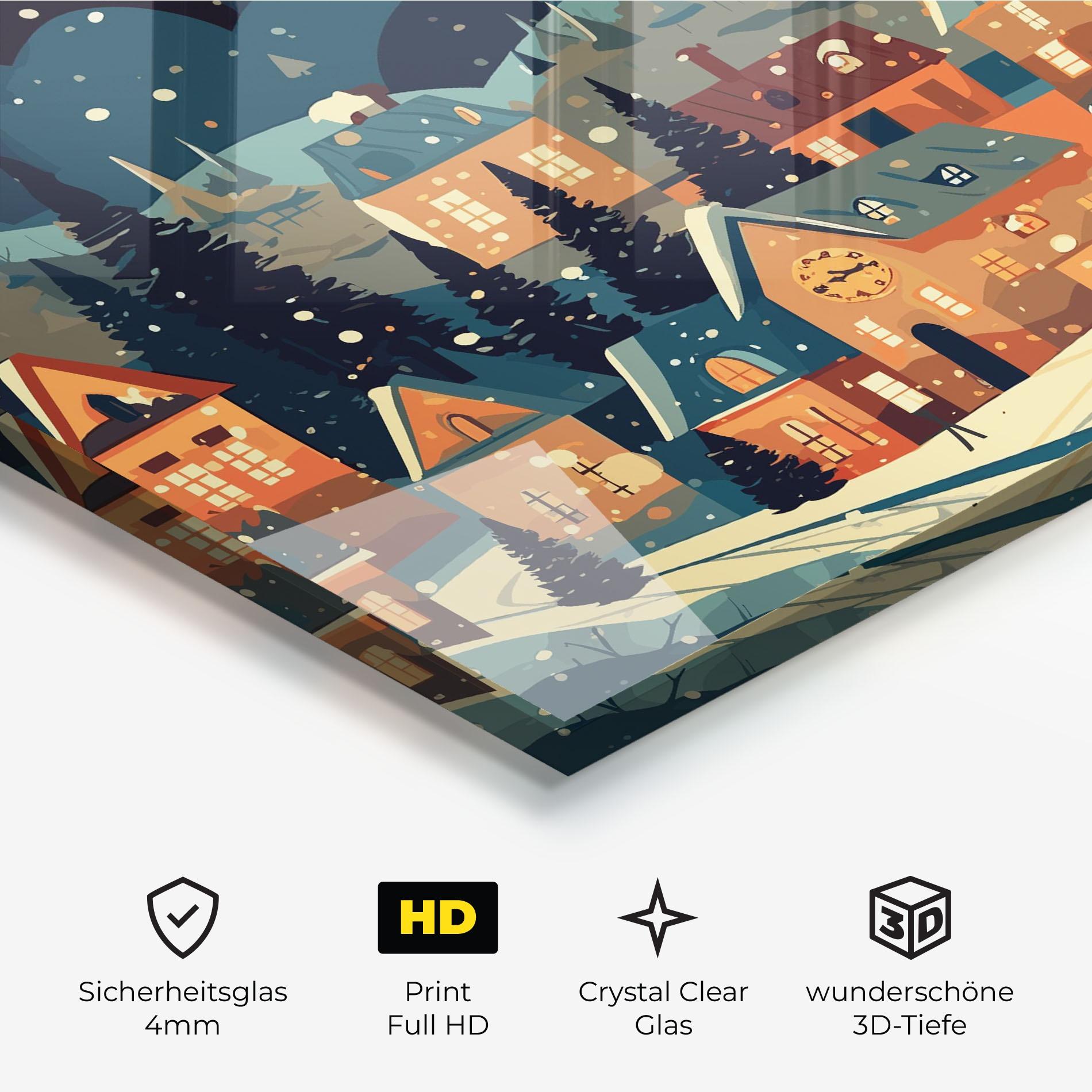 Glasbild Winter View Houses mockup 3