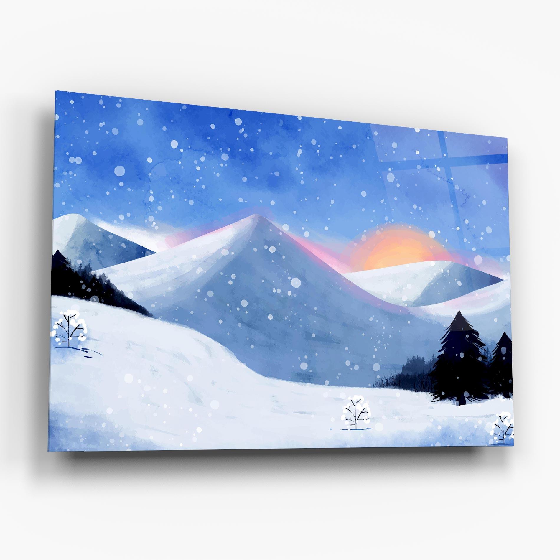 Glasbild Mountain Snow Art mockup 6