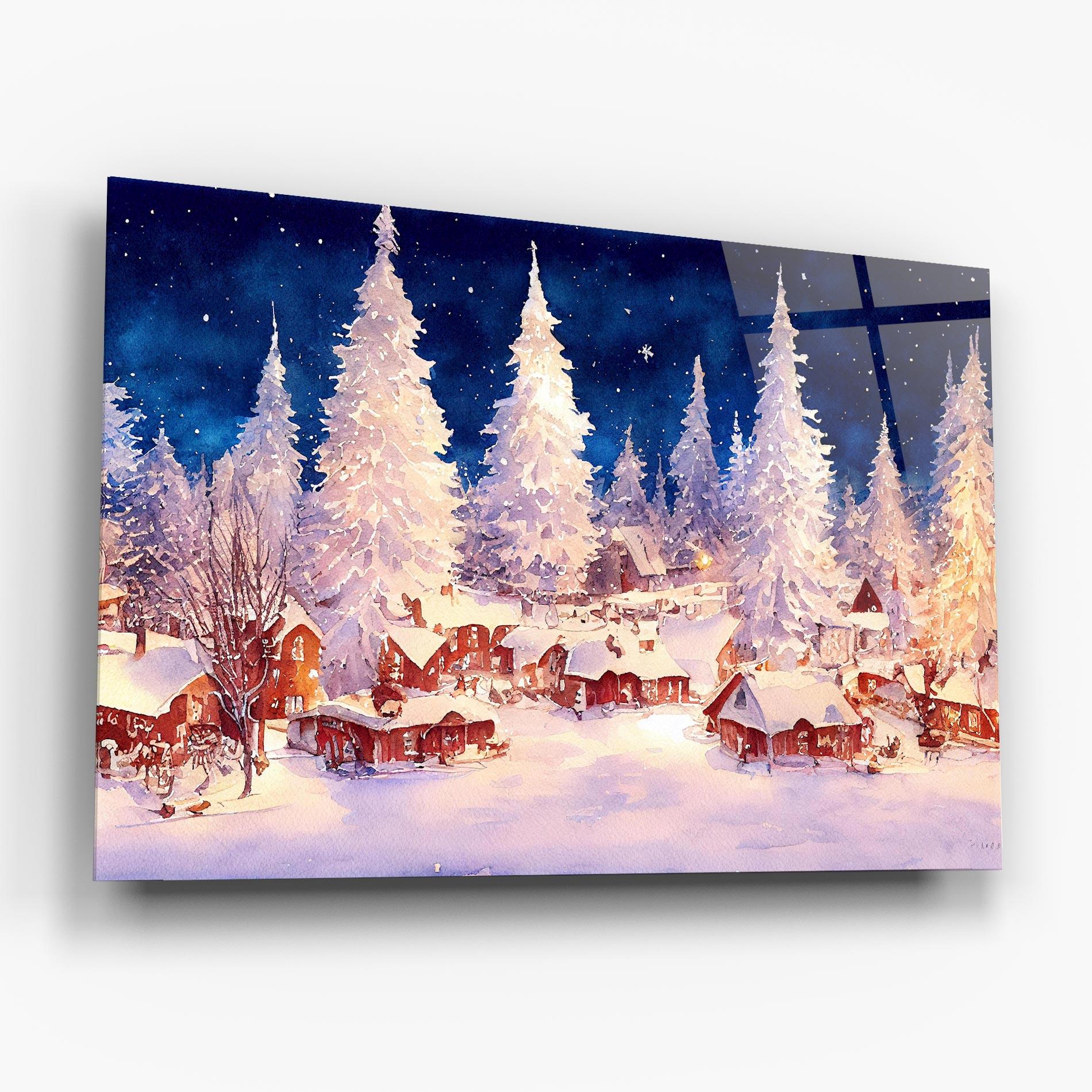 Glasbild Snow Falling Painting mockup 6