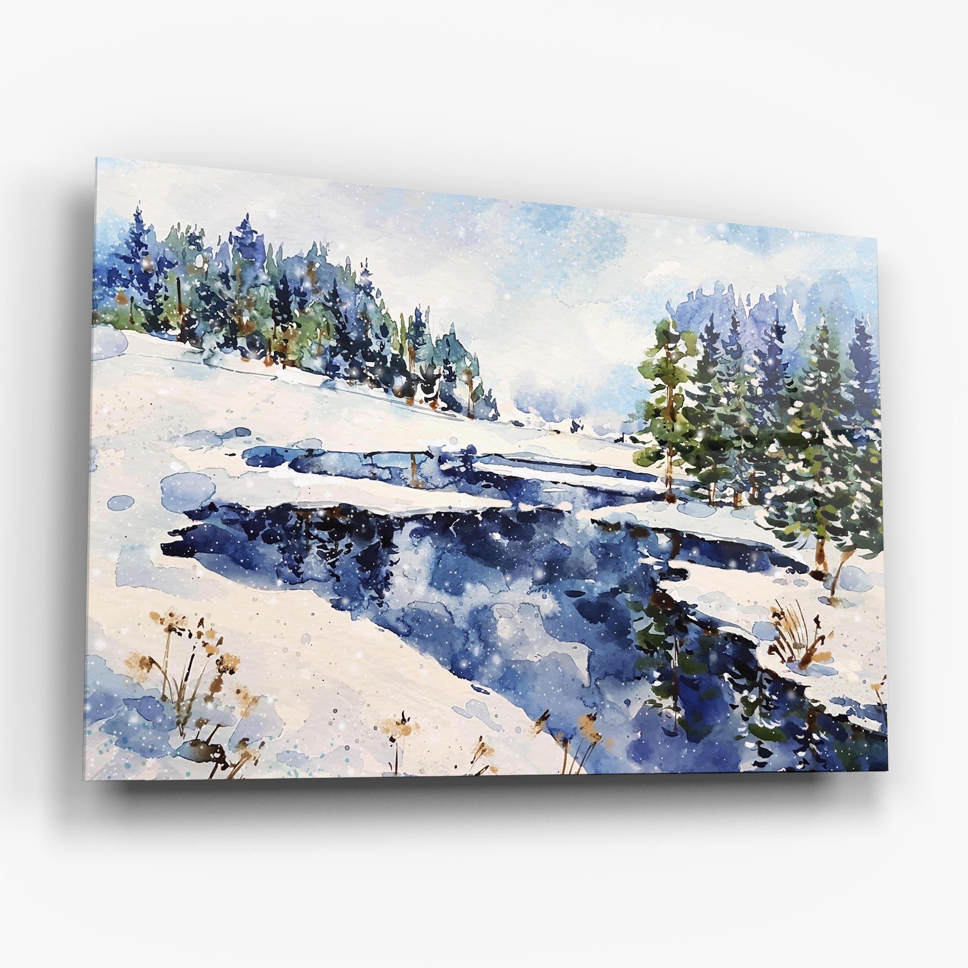 Glasbild Winter Painting mockup 6