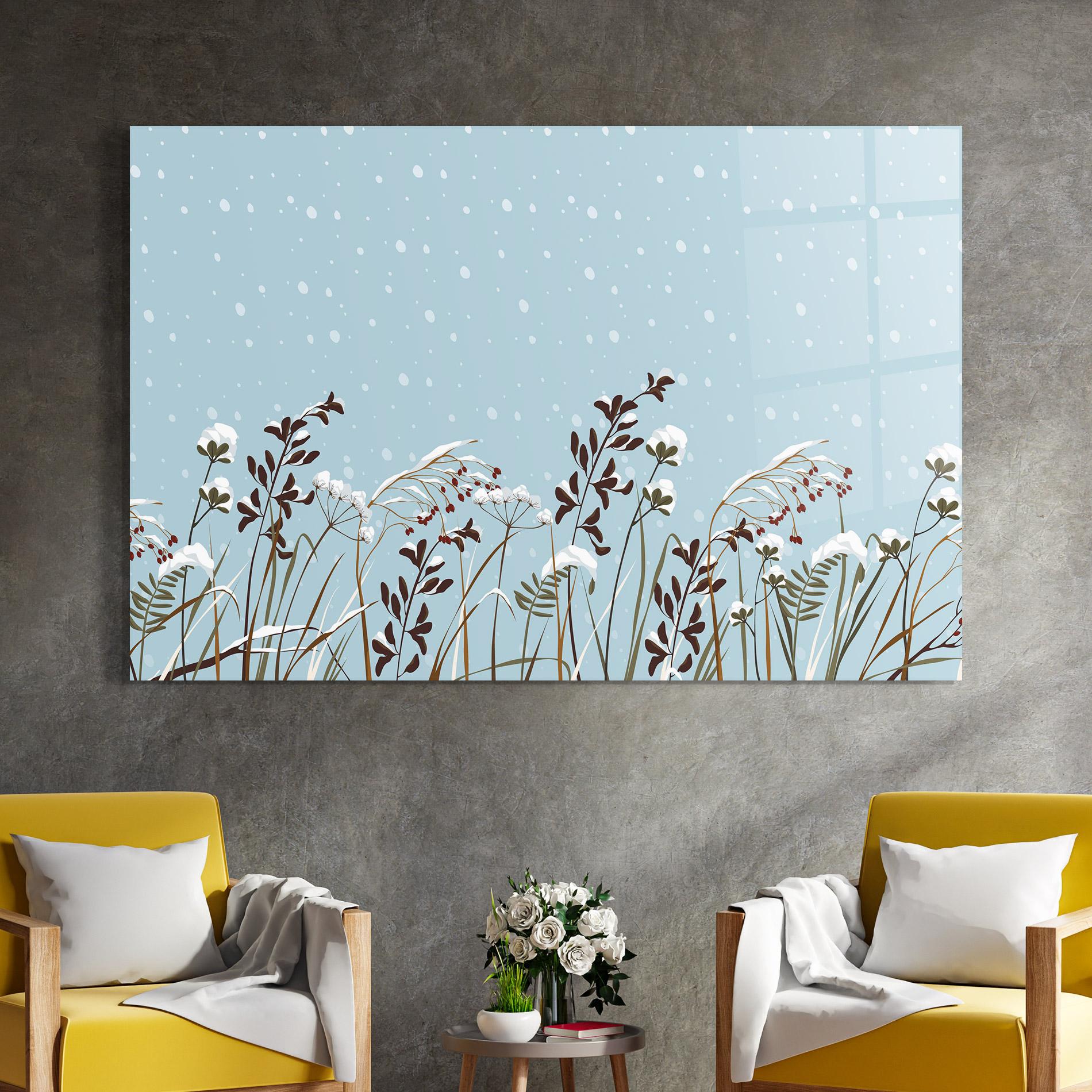 Glasbild Snow Plants mockup 4