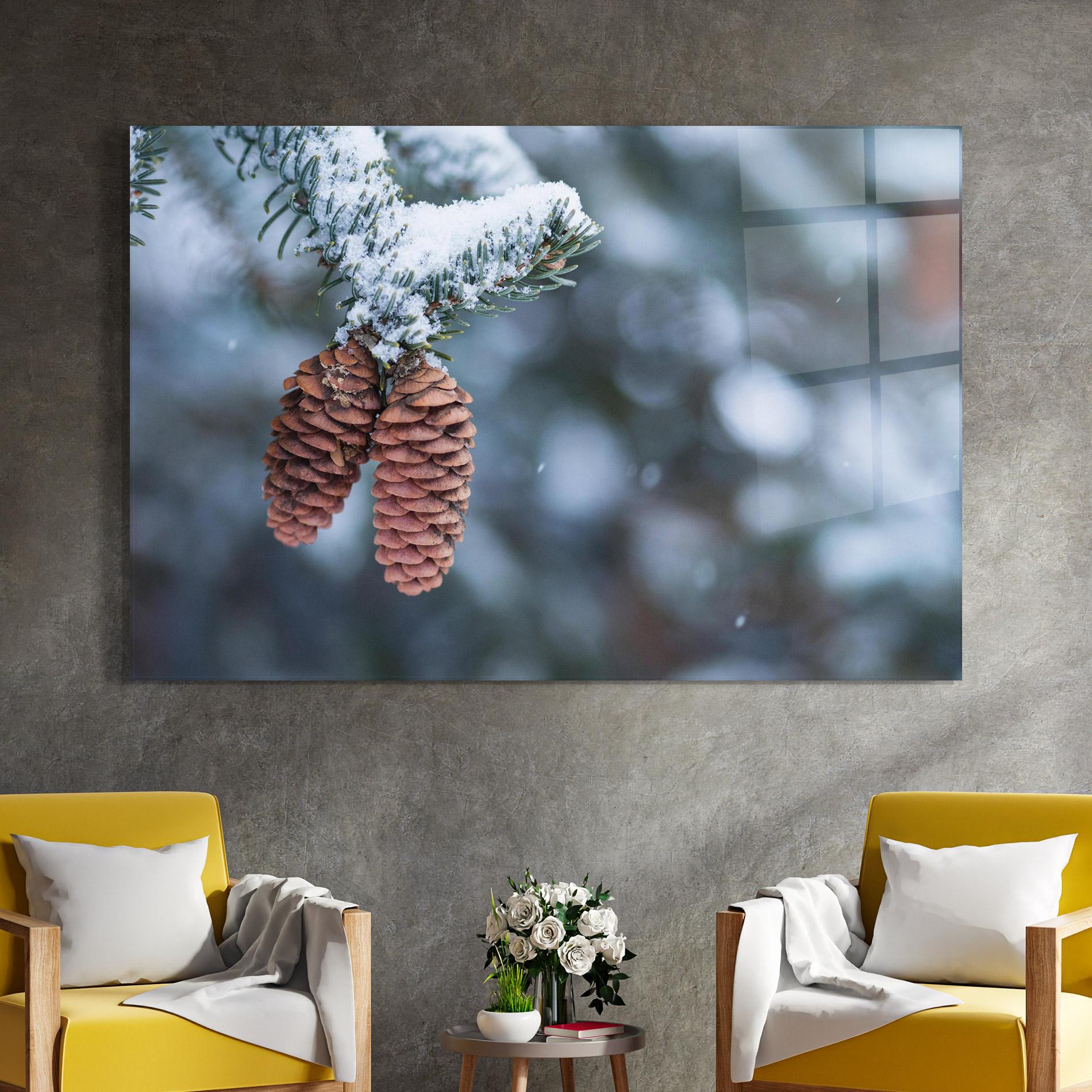 Glasbild Winter Cones mockup 4