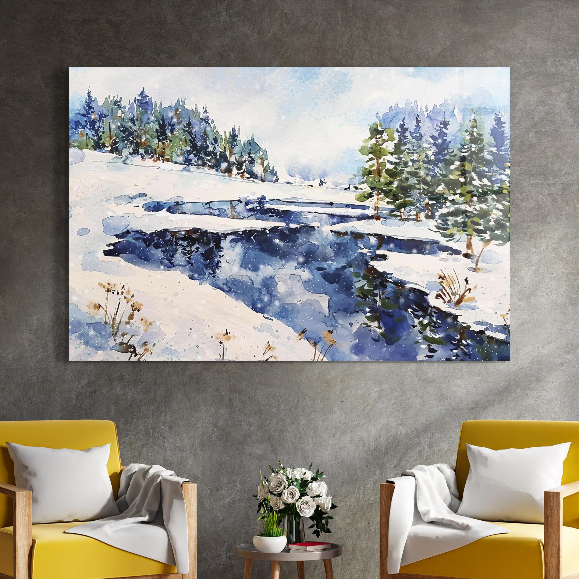 Glasbild Winter Painting mockup 4