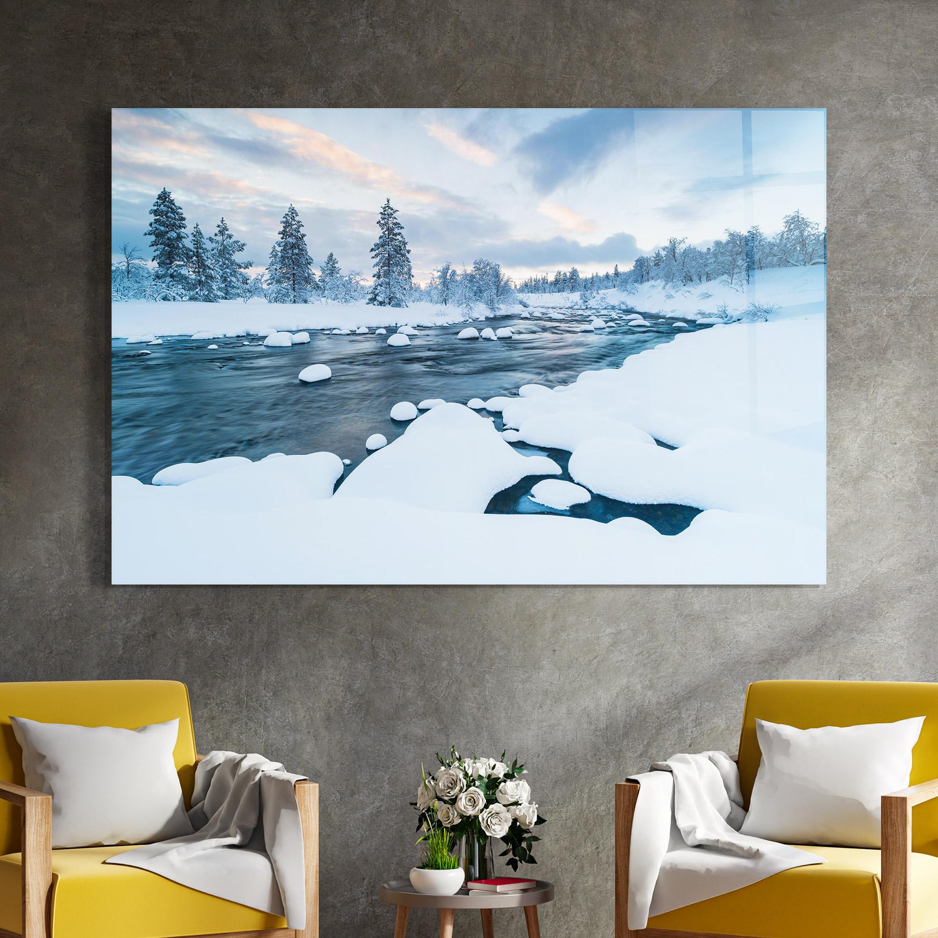 Glasbild Winter River mockup 4