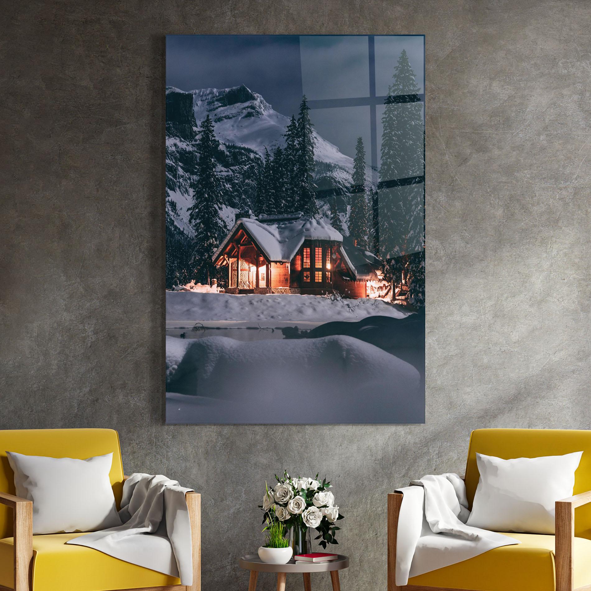 Glasbild Winter House mockup 4