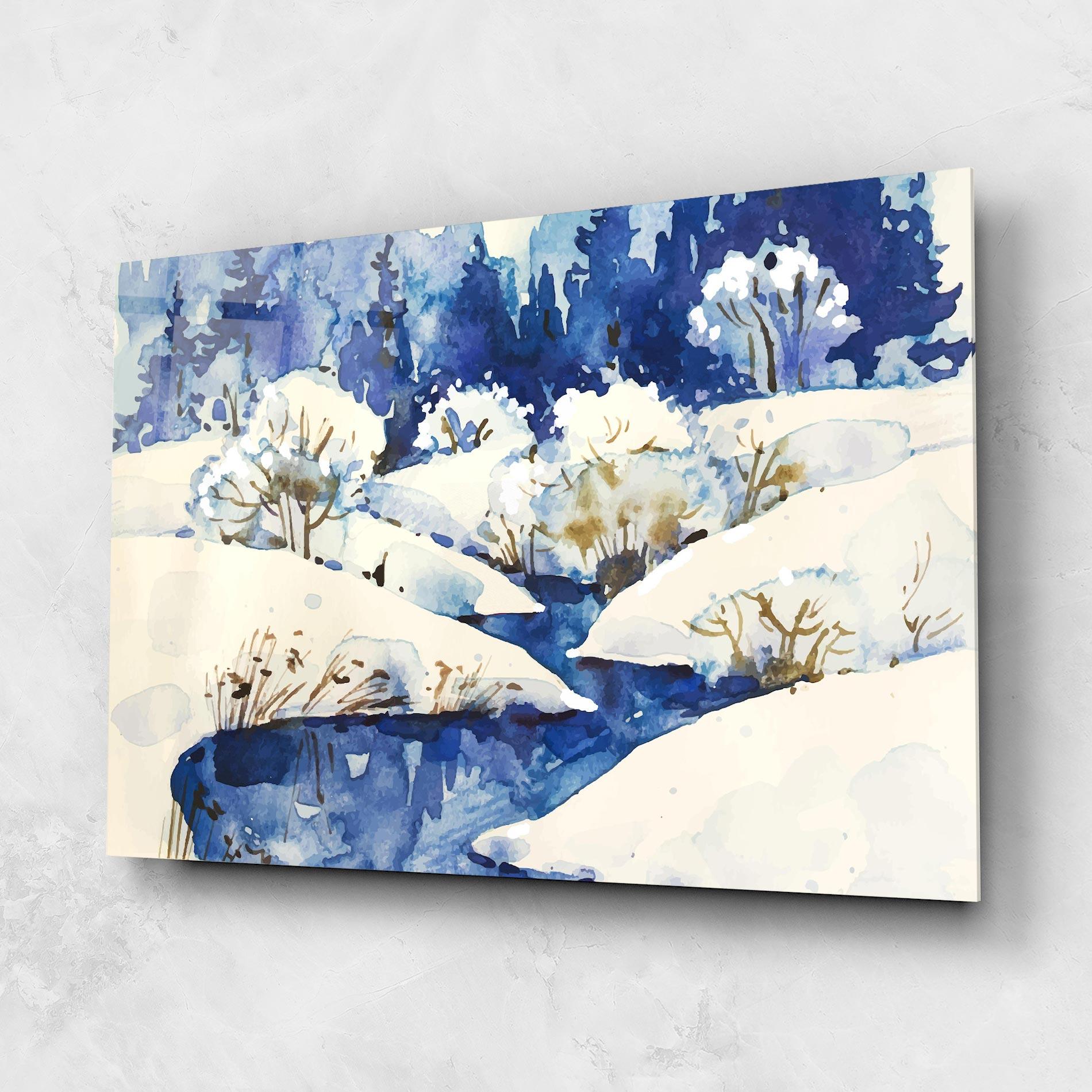 Glasbild Blue Trees Winter mockup 1